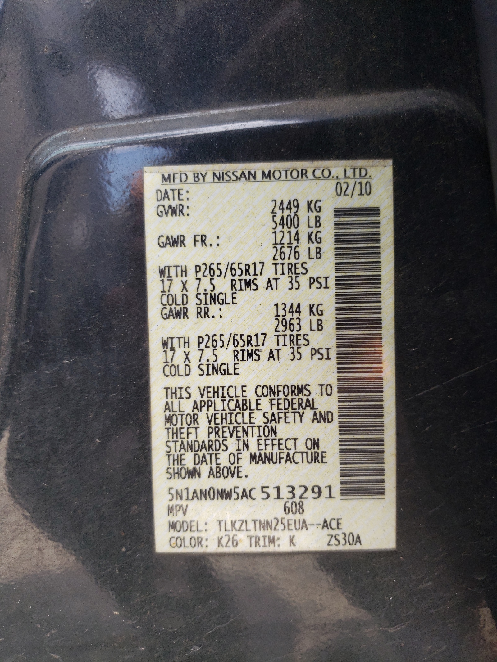 5N1AN0NW5AC513291 2010 Nissan Xterra Off Road