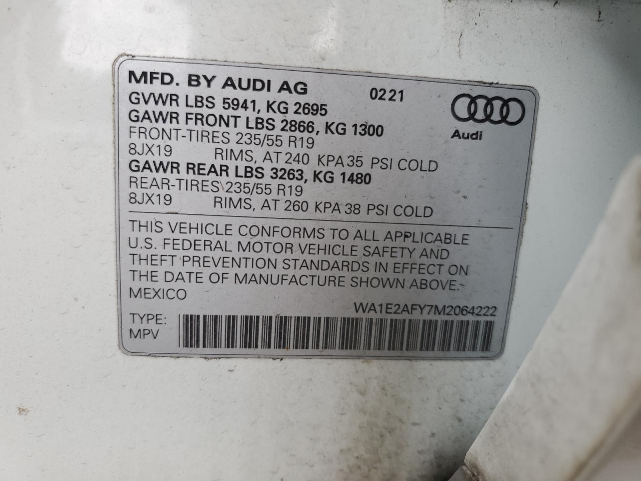 WA1E2AFY7M2064222 2021 AUDI Q5 - Image 14