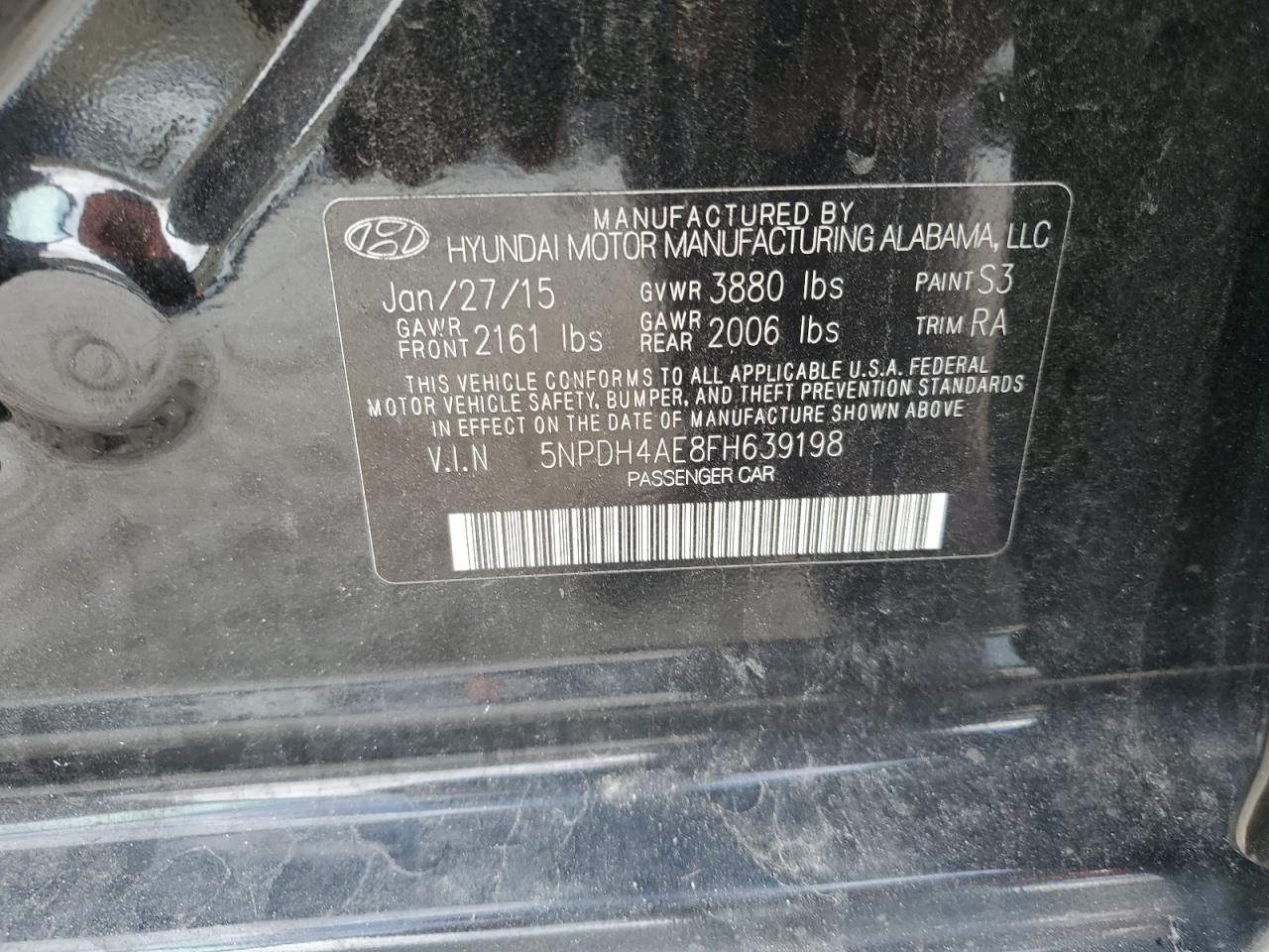 2015 Hyundai Elantra Se VIN: 5NPDH4AE8FH639198 Lot: 67067934