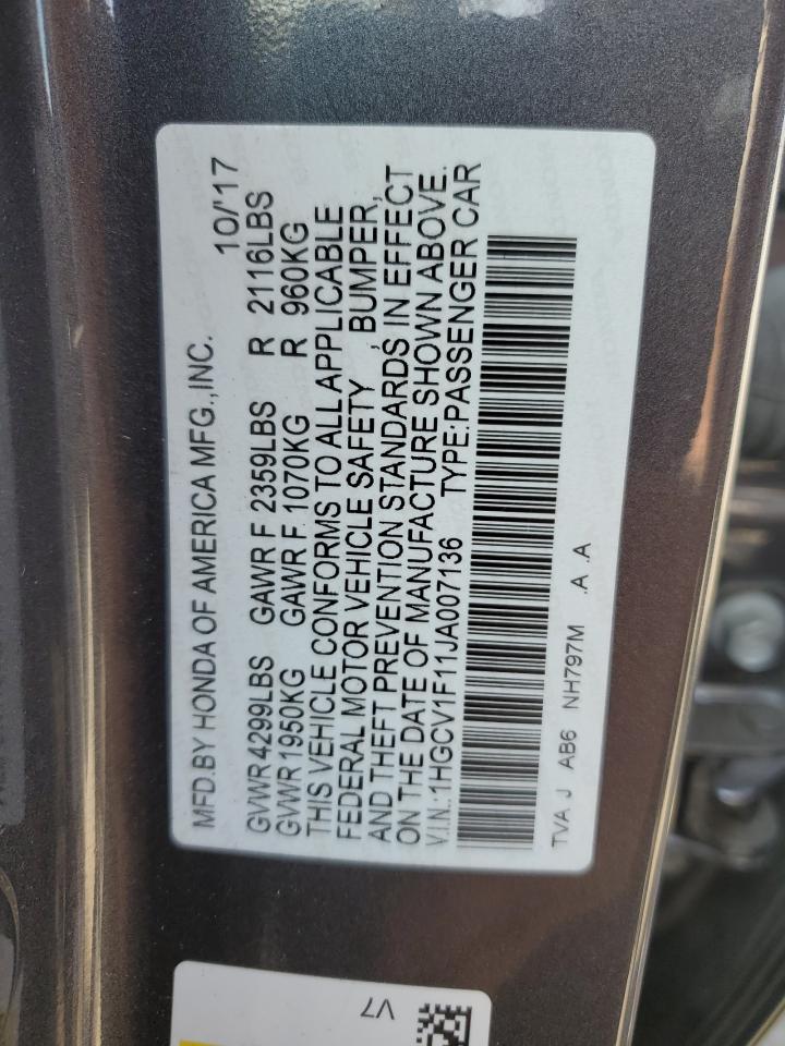 1HGCV1F11JA007136 2018 Honda Accord Lx