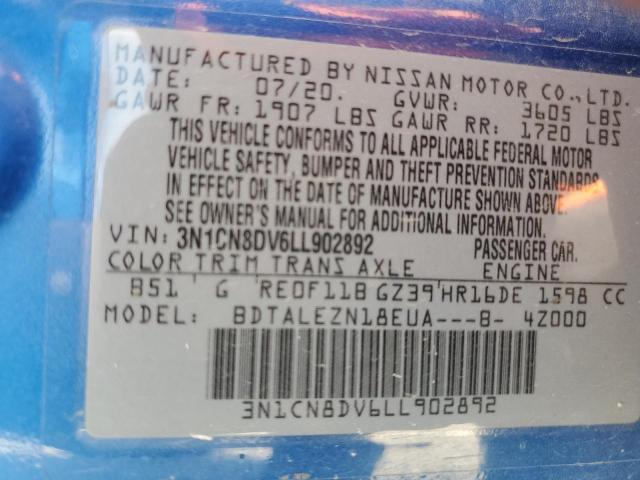 3N1CN8DV6LL902892 Nissan Versa S 12