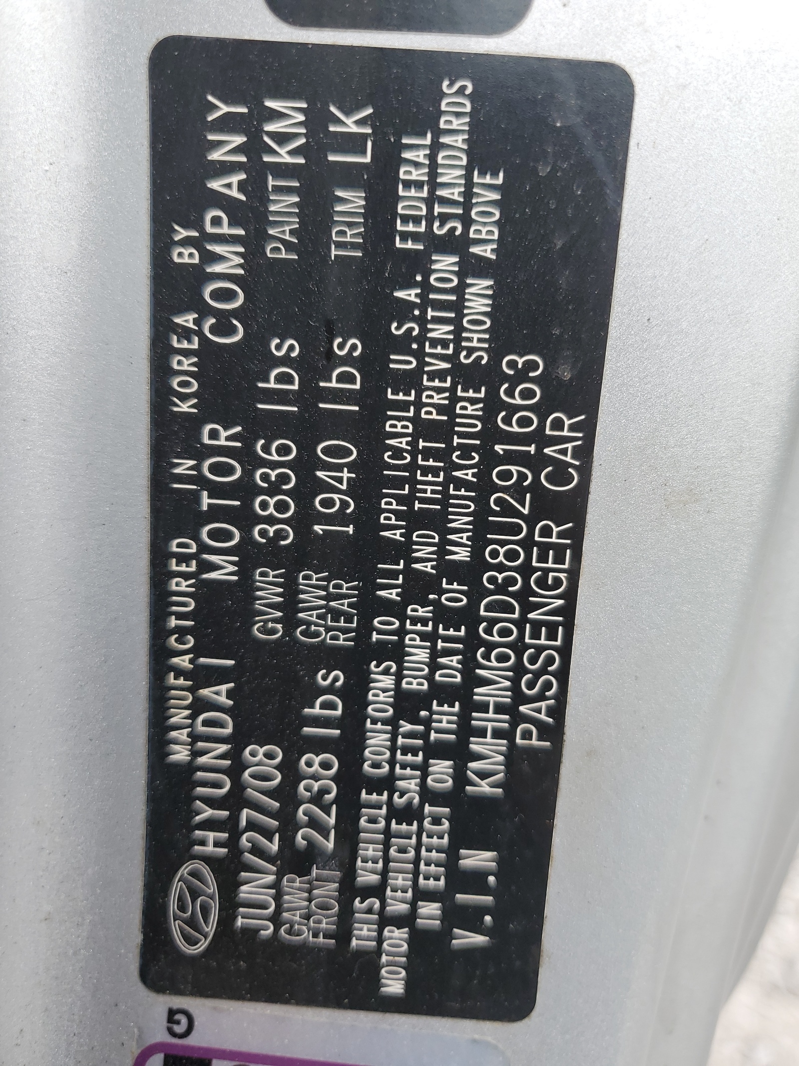 KMHHM66D38U291663 2008 Hyundai Tiburon Gs