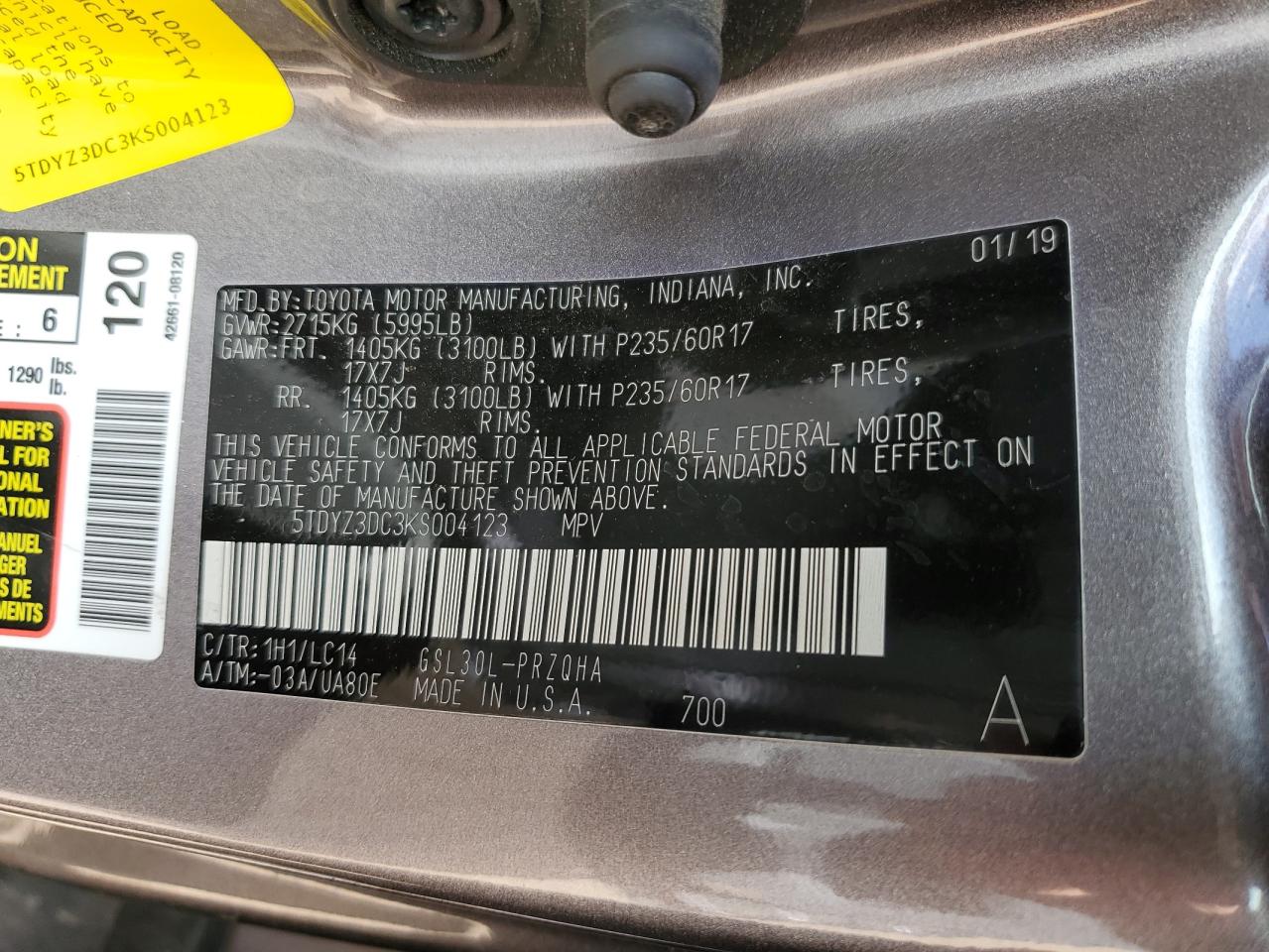 5TDYZ3DC3KS004123 2019 TOYOTA SIENNA - Image 15