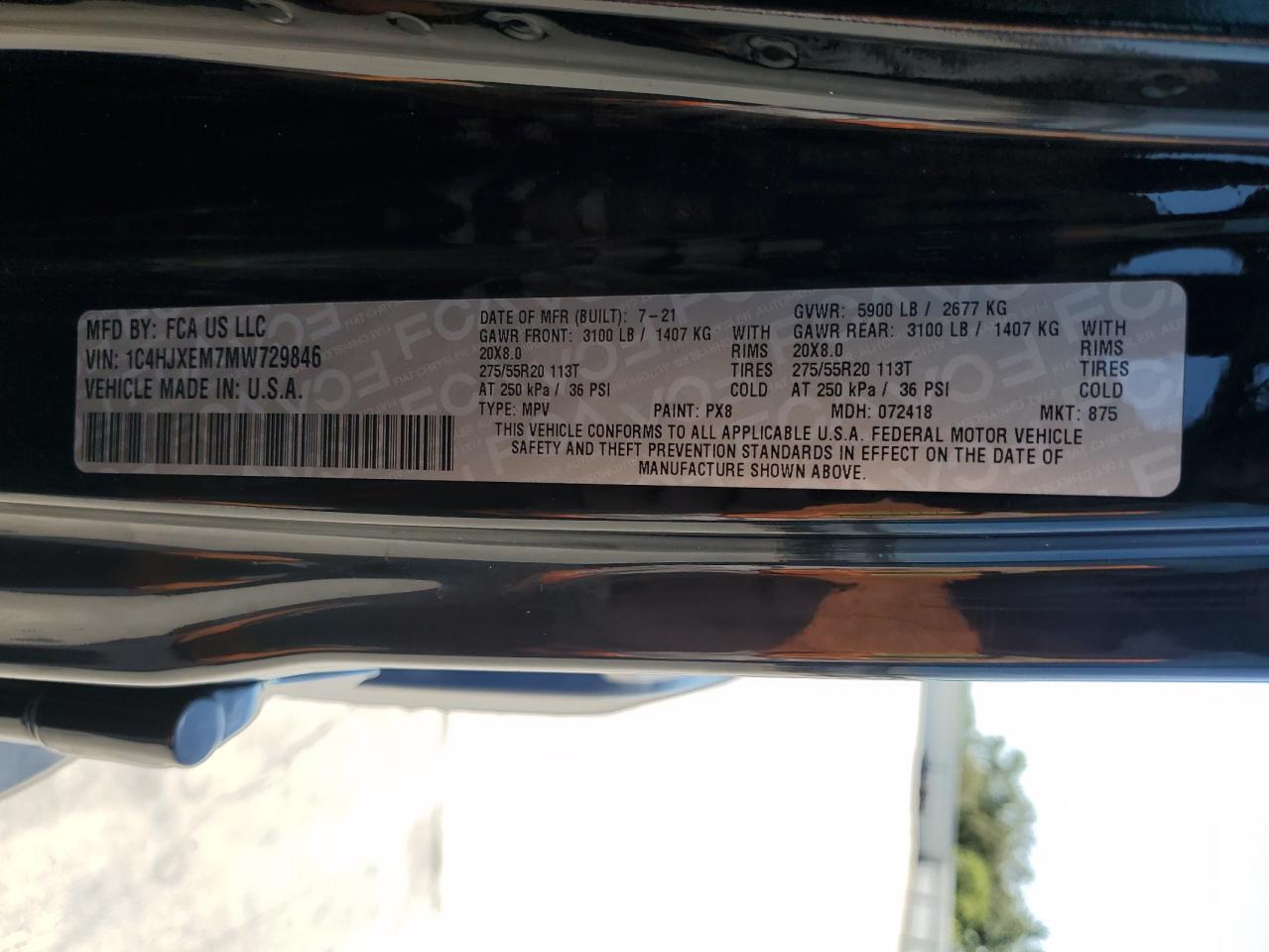 2021 Jeep Wrangler Unlimited Sahara VIN: 1C4HJXEM7MW729846 Lot: 68054424