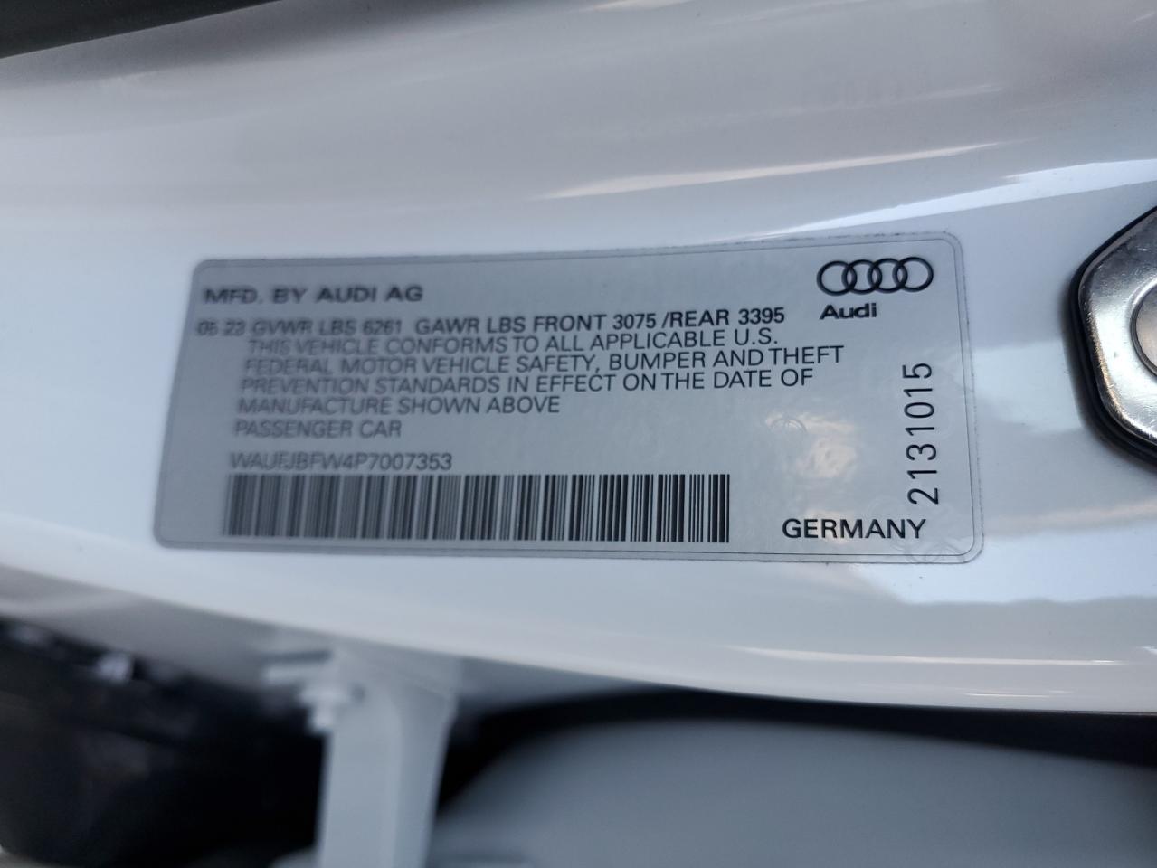 2023 Audi E-Tron Gt Premium Plus VIN: WAUFJBFW4P7007353 Lot: 67723434