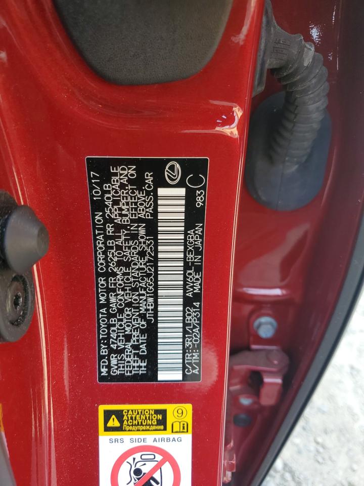 2018 Lexus Es 300H VIN: JTHBW1GG5J2172531 Lot: 66847594