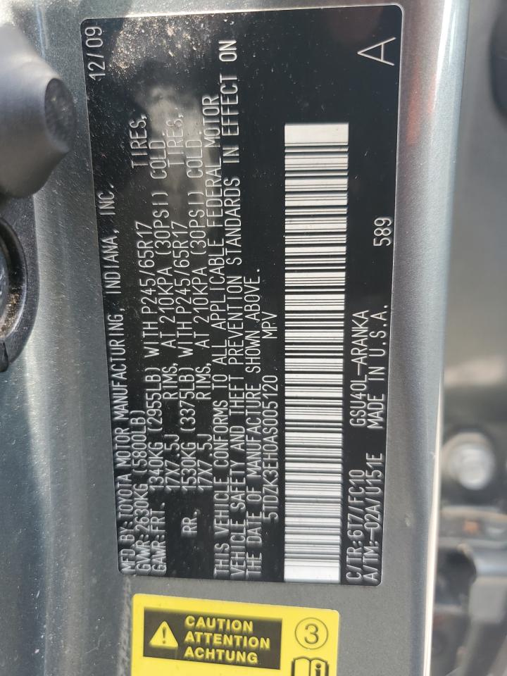 2010 Toyota Highlander VIN: 5TDZK3EH0AS005120 Lot: 66658934