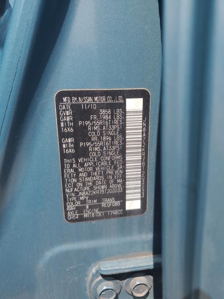 2011 Nissan Cube Base VIN: JN8AZ2KR7BT203233 Lot: 68069124