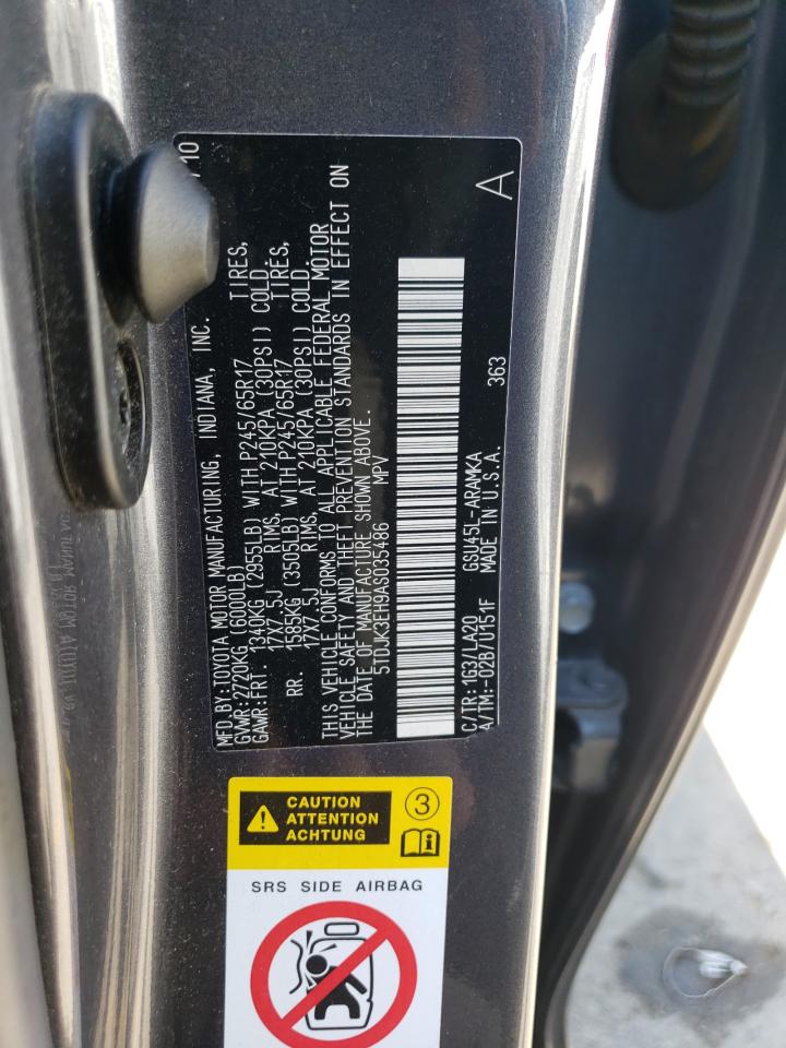 2010 Toyota Highlander Se VIN: 5TDJK3EH9AS035486 Lot: 65588774