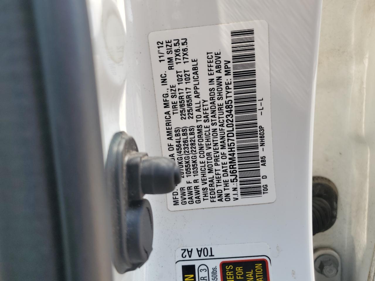 2013 Honda Cr-V Ex VIN: 5J6RM4H57DL023485 Lot: 65929394