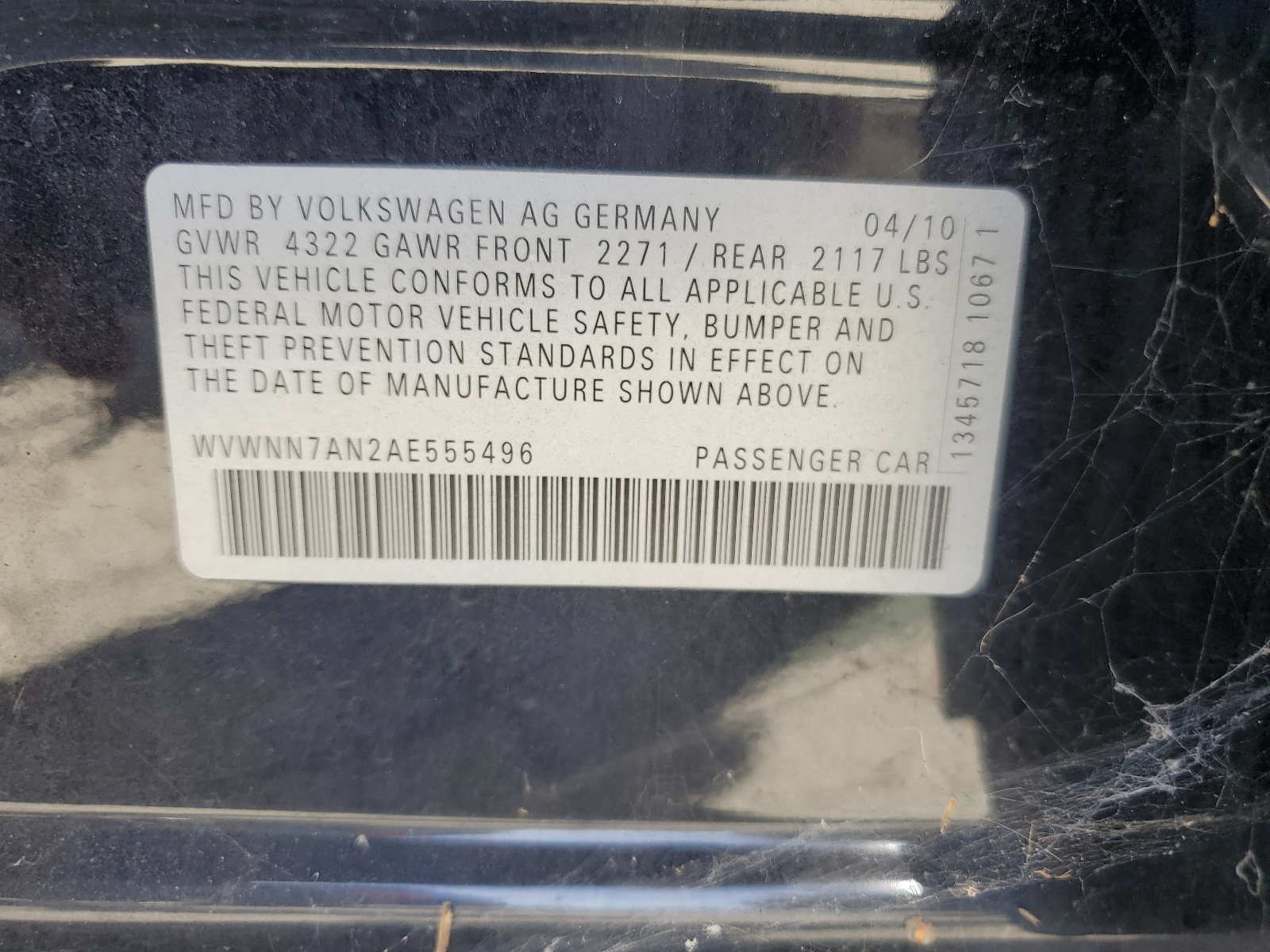 WVWNN7AN2AE555496 2010 Volkswagen Cc Sport