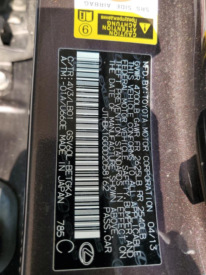 2013 Lexus Es 350 VIN: JTHBK1GG0D2058162 Lot: 67326844