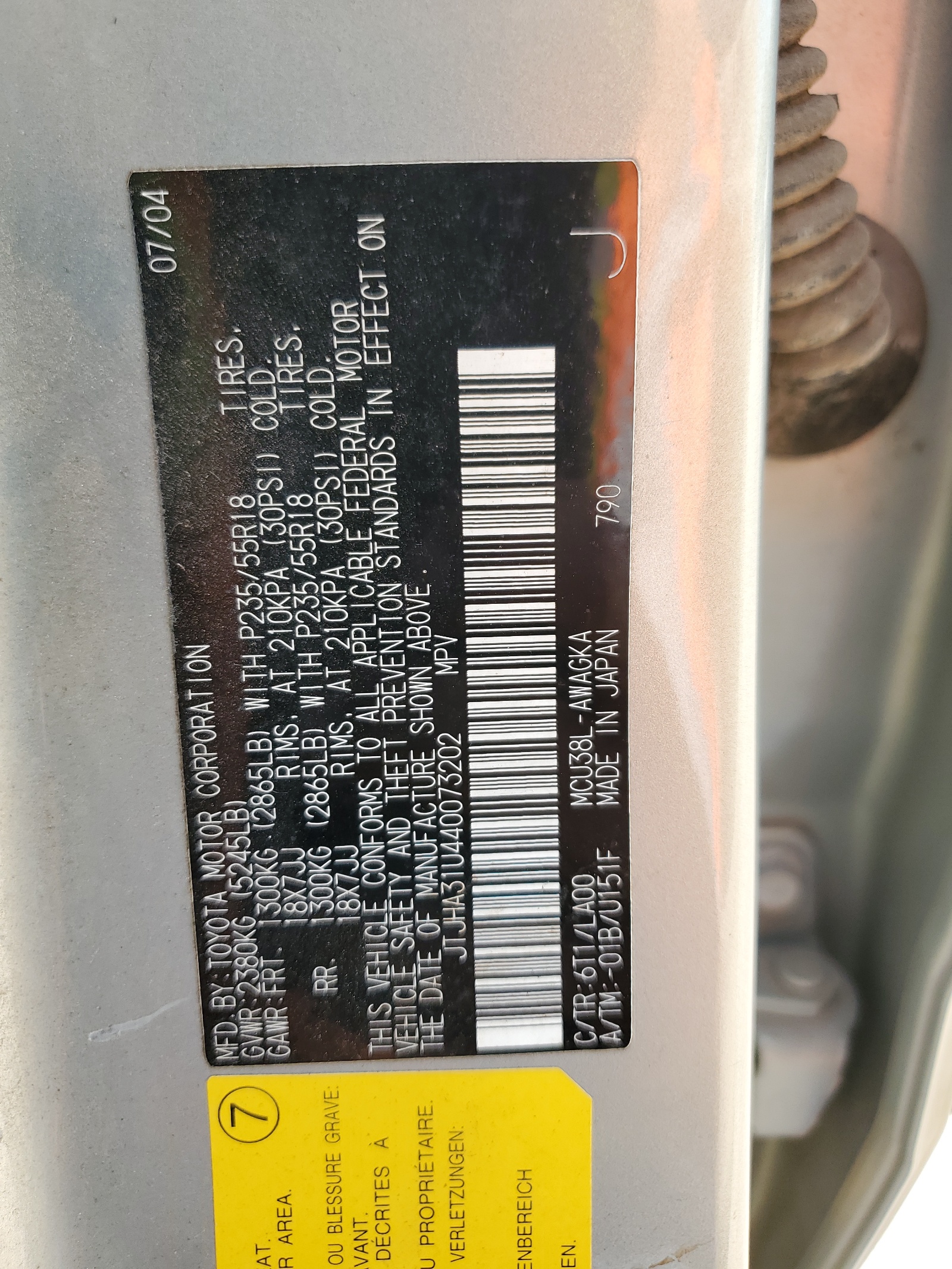 JTJHA31U440073202 2004 Lexus Rx 330