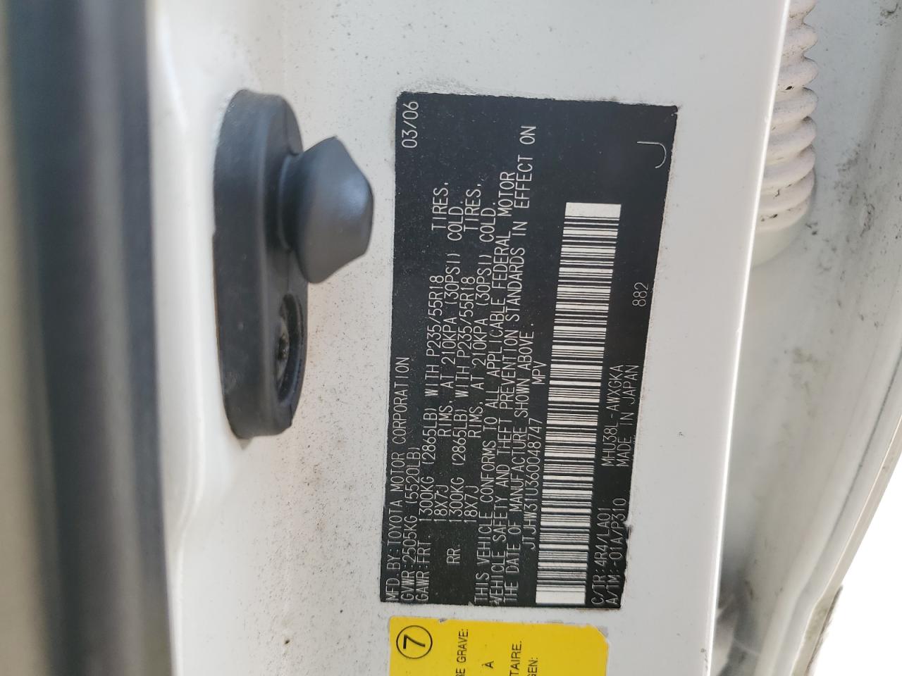 2006 Lexus Rx 400 VIN: JTJHW31U360048747 Lot: 69002784