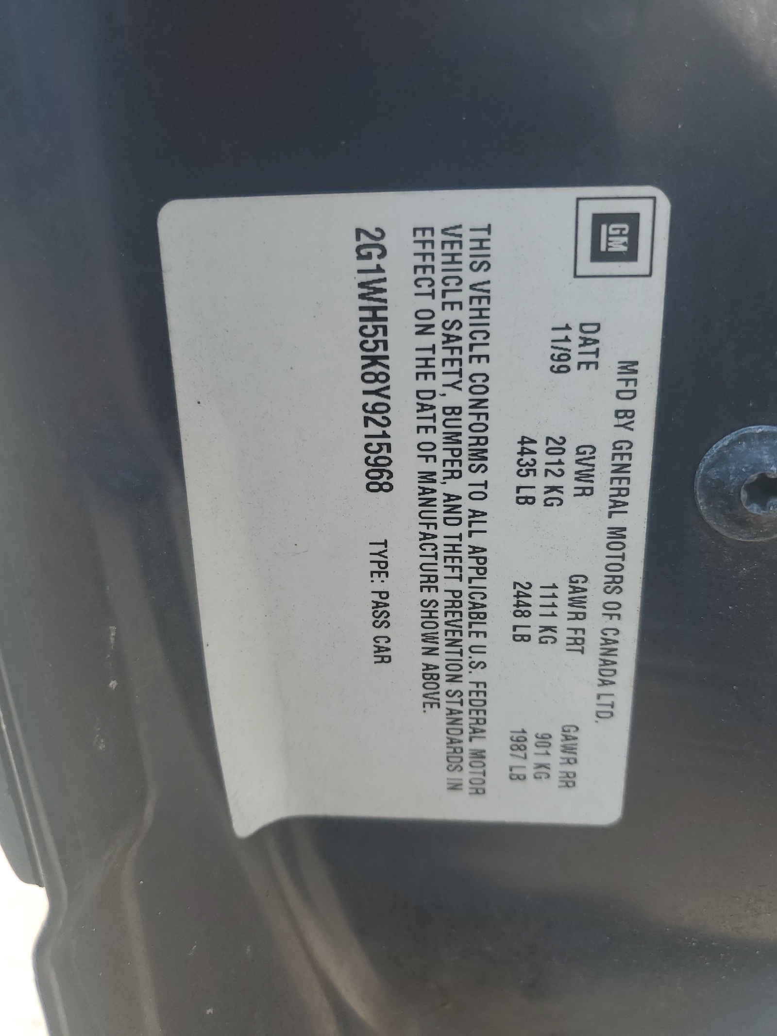 2G1WH55K8Y9215968 2000 Chevrolet Impala Ls