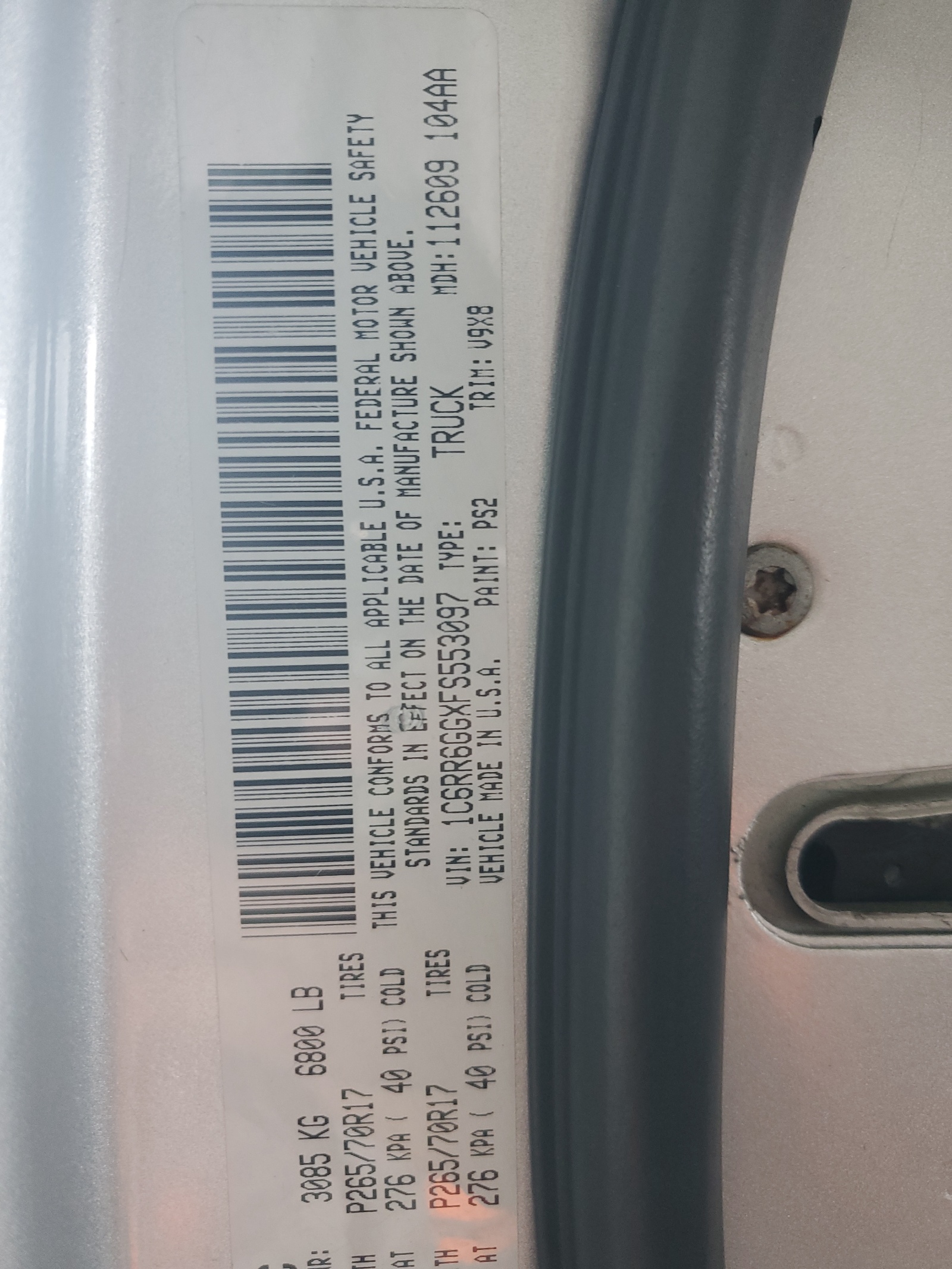 1C6RR6GGXFS553097 2015 Ram 1500 Slt