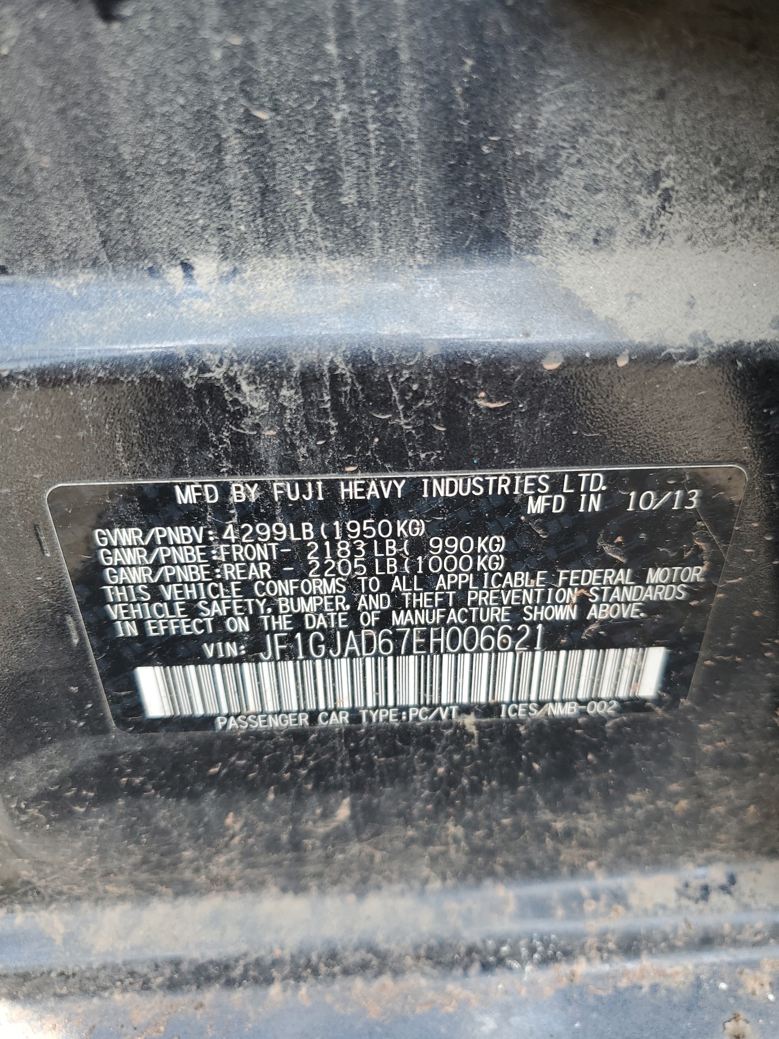 JF1GJAD67EH006621 2014 Subaru Impreza Premium