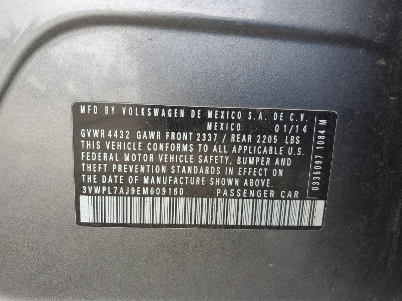 3VWPL7AJ9EM609160 2014 Volkswagen Jetta Tdi