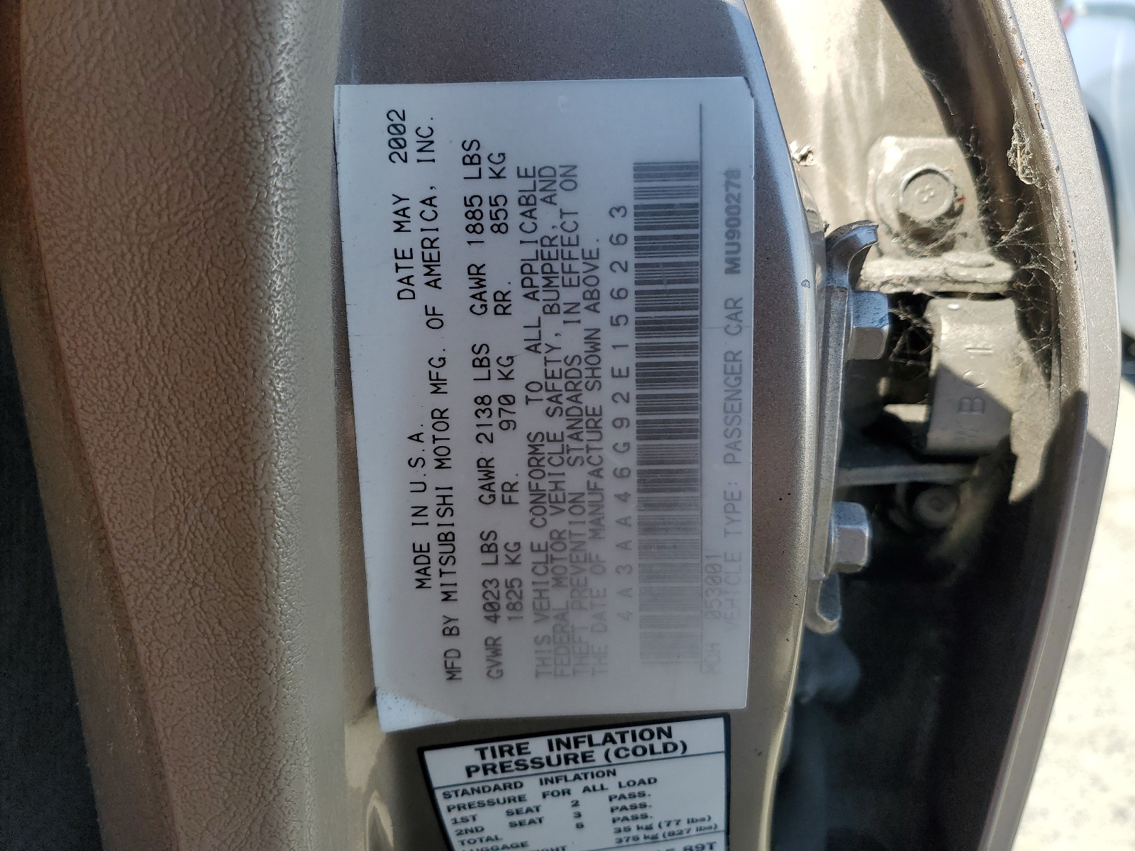 4A3AA46G92E156263 2002 Mitsubishi Galant Es