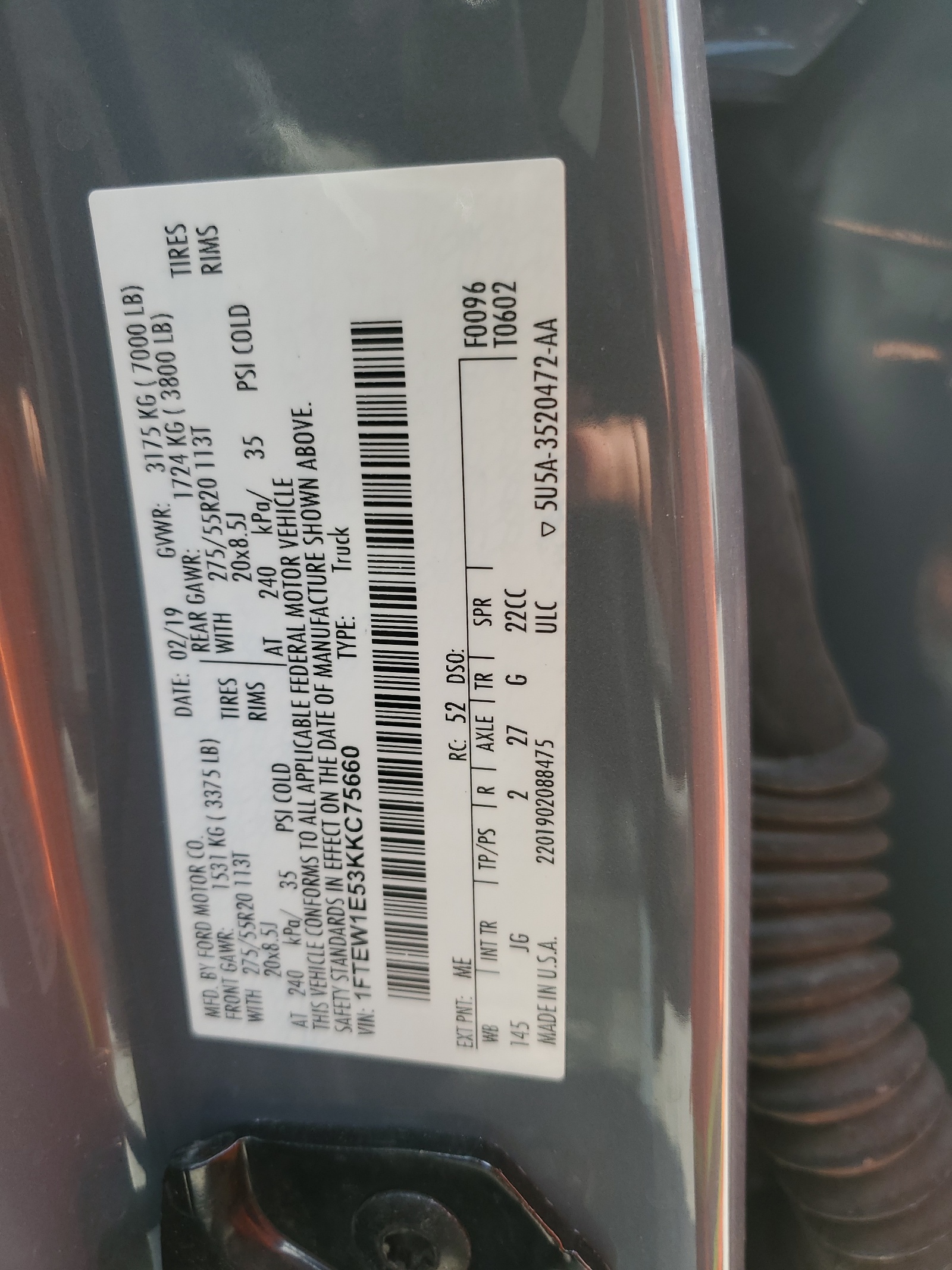 1FTEW1E53KKC75660 2019 Ford F150 Supercrew