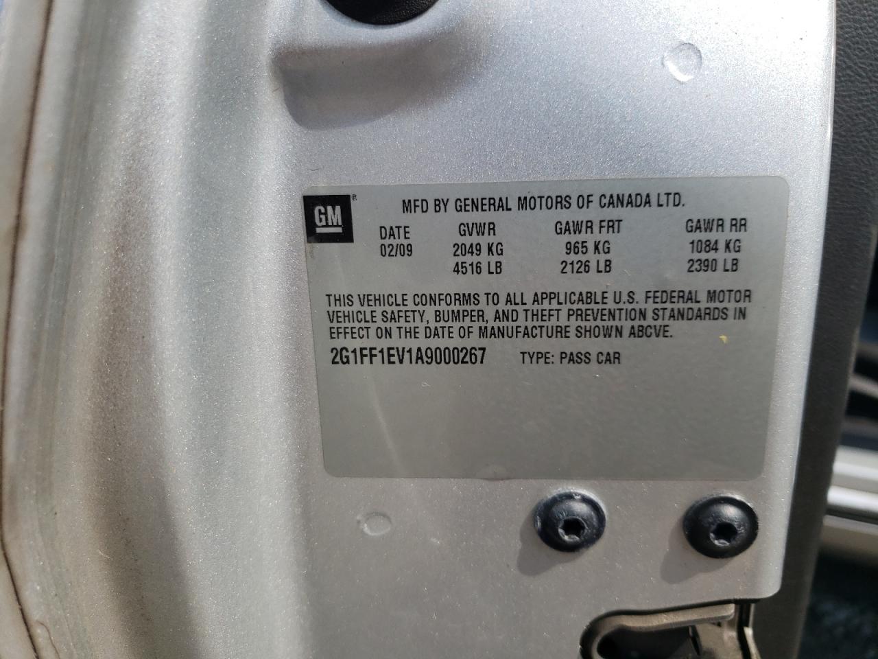 2010 Chevrolet Camaro Lt VIN: 2G1FF1EV1A9000267 Lot: 65901034