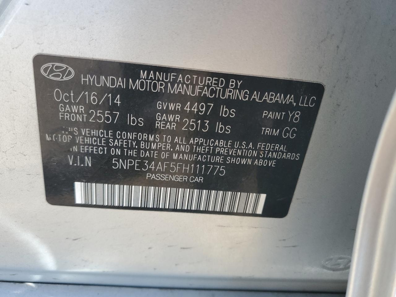 5NPE34AF5FH111775 2015 Hyundai Sonata Sport