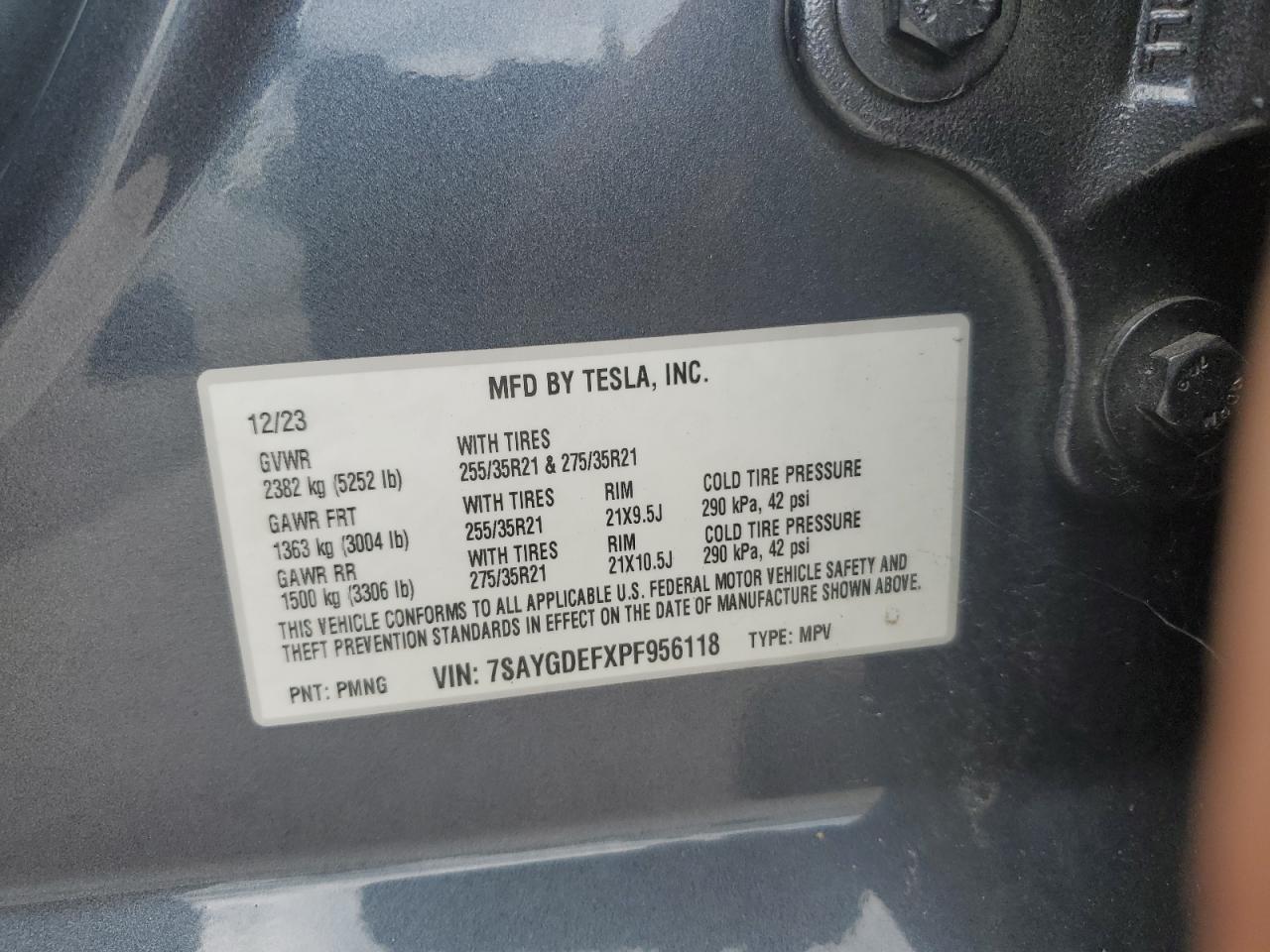 7SAYGDEFXPF956118 2023 Tesla Model Y