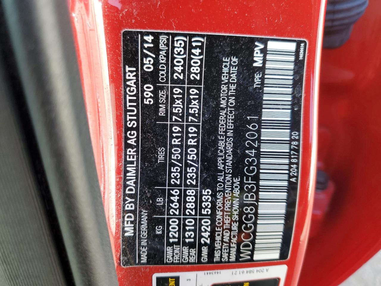 2015 Mercedes-Benz Glk 350 4Matic VIN: WDCGG8JB3FG342061 Lot: 67464124