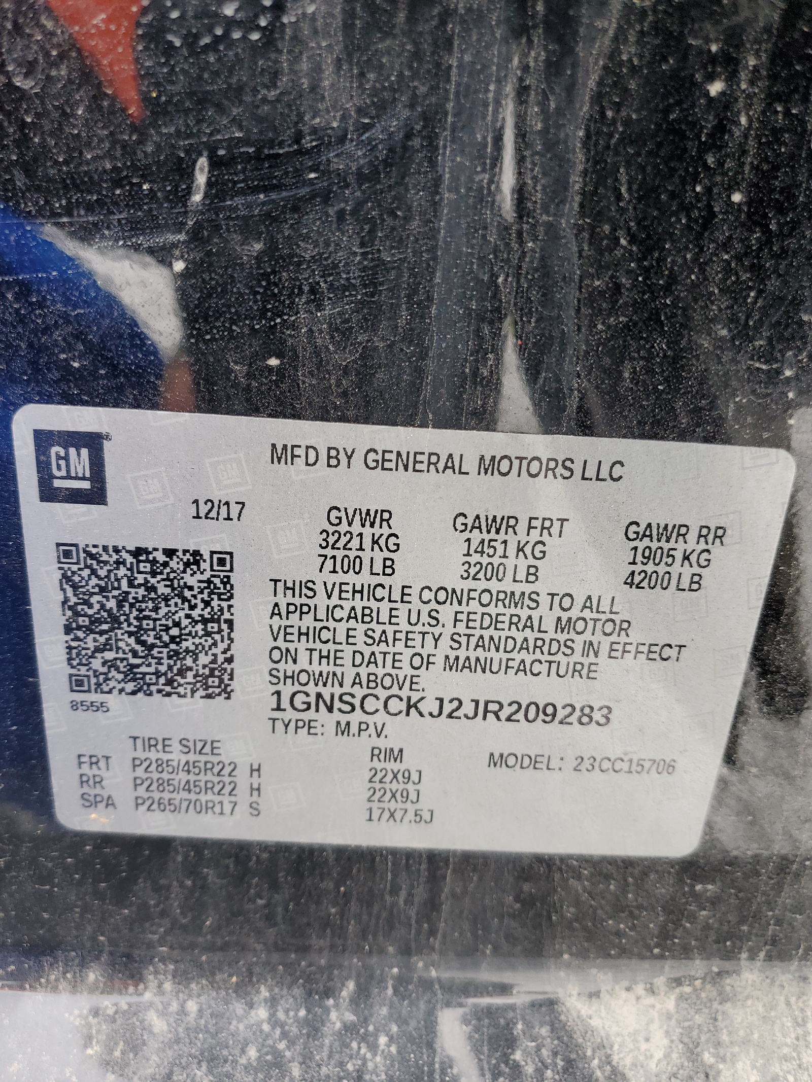 1GNSCCKJ2JR209283 2018 Chevrolet Tahoe C1500 Premier