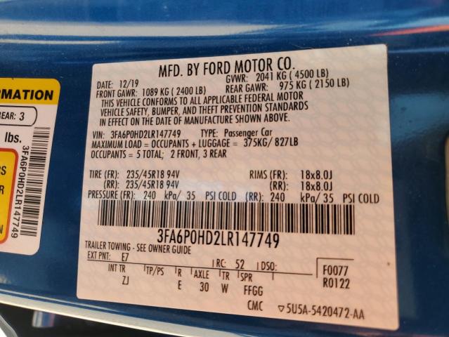 3FA6P0HD2LR147749 Ford Fusion SE 13