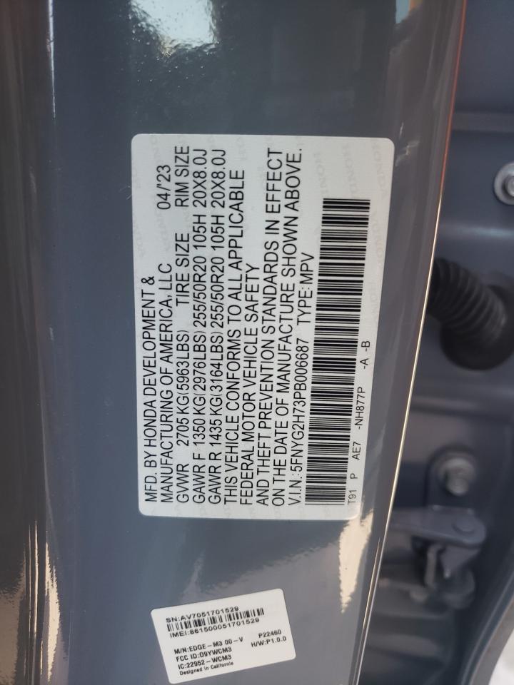 5FNYG2H73PB006687 2023 Honda Pilot Touring