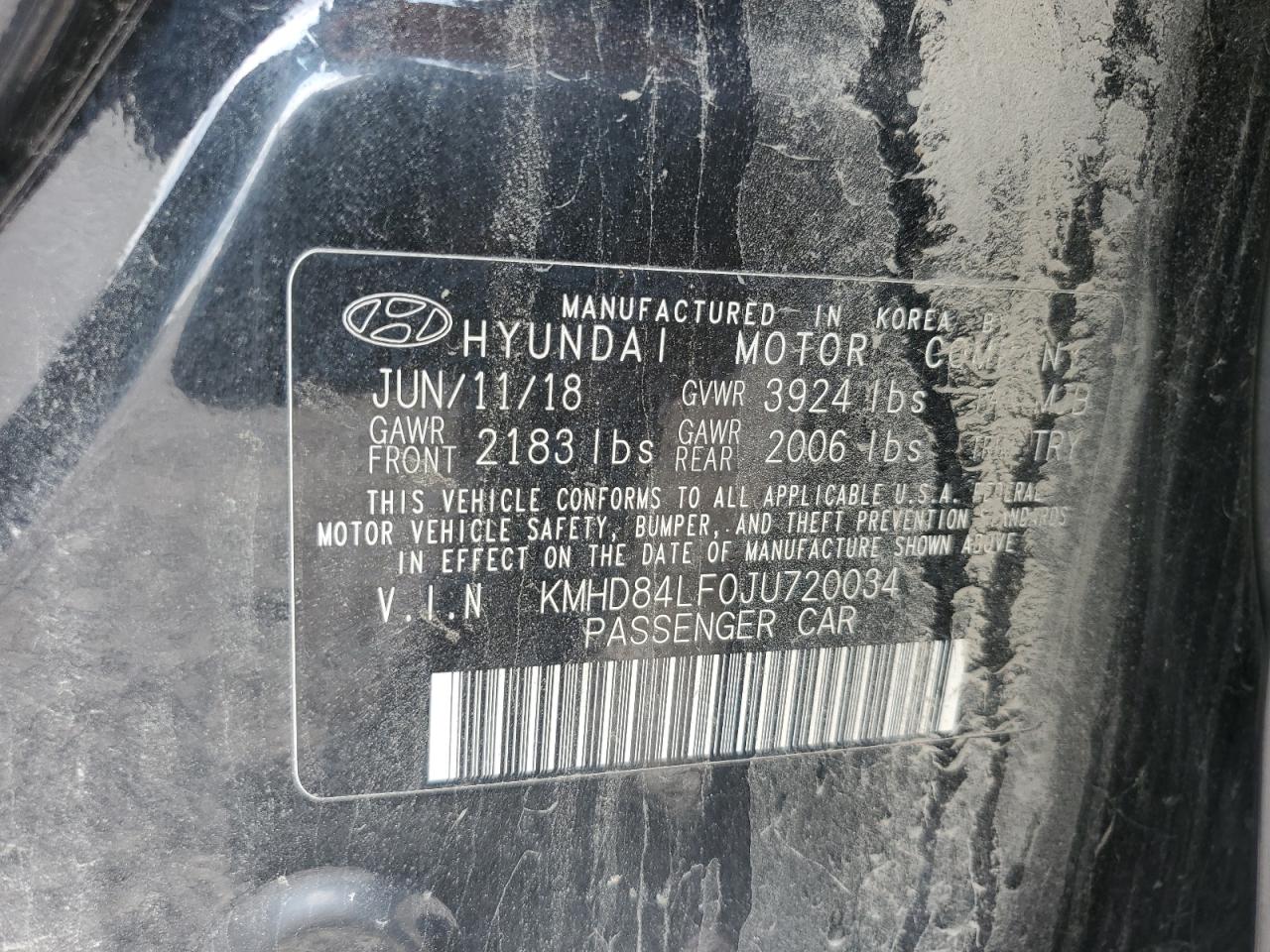 2018 Hyundai Elantra Sel VIN: KMHD84LF0JU720034 Lot: 68276794