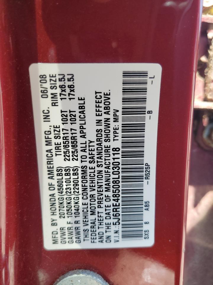 2008 Honda Cr-V Ex VIN: 5J6RE48508L030118 Lot: 64629524