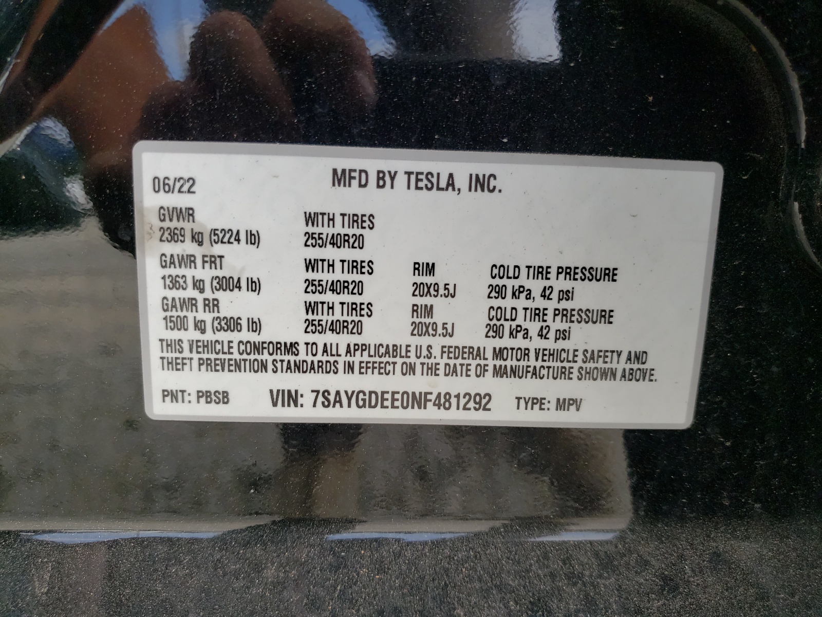 7SAYGDEE0NF481292 2022 Tesla Model Y