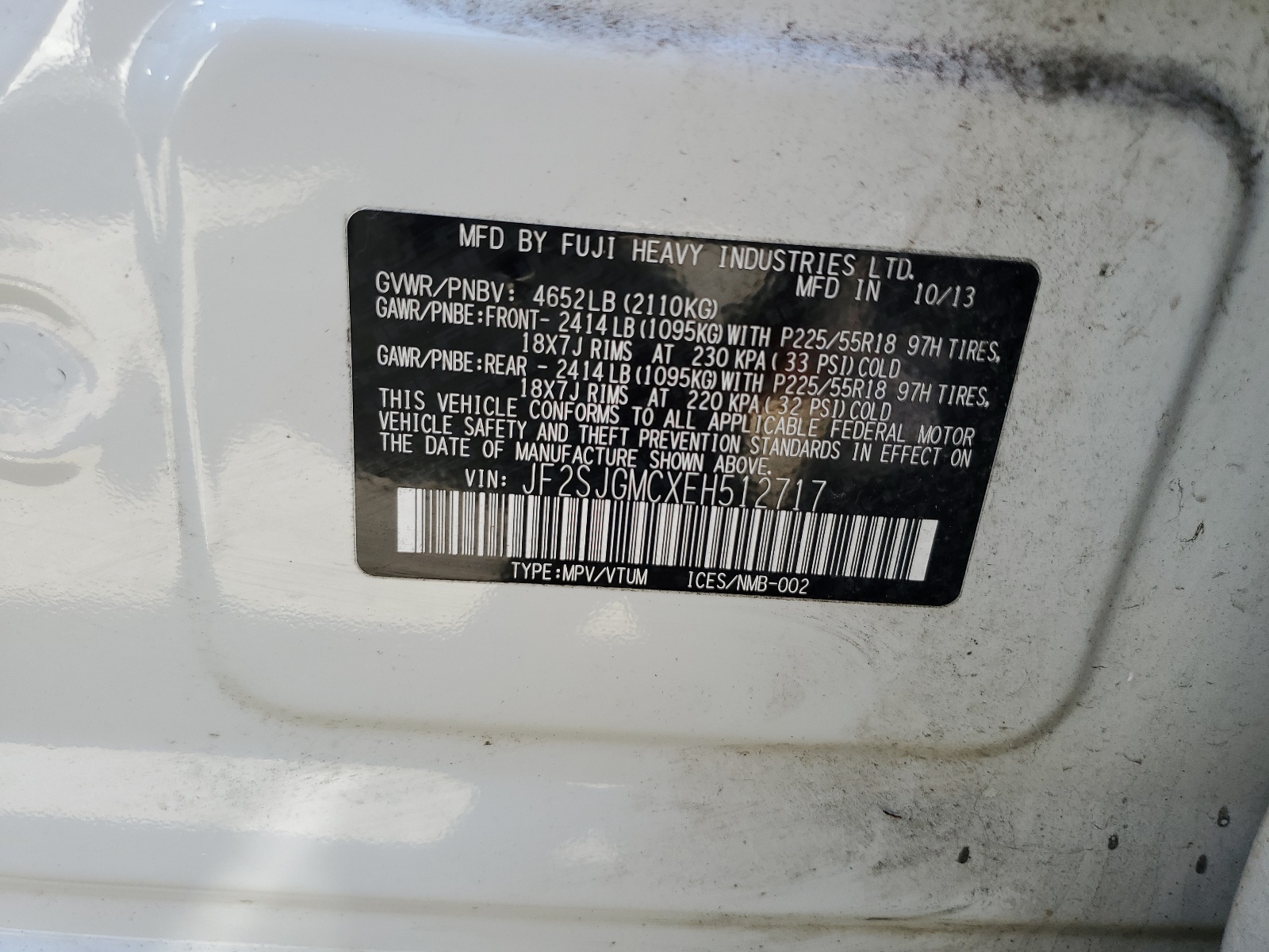 JF2SJGMCXEH512717 2014 Subaru Forester 2.0Xt Touring