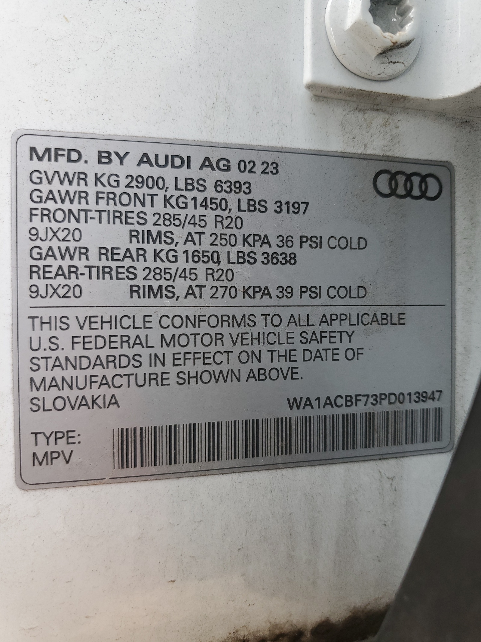 WA1ACBF73PD013947 2023 Audi Q7 Premium