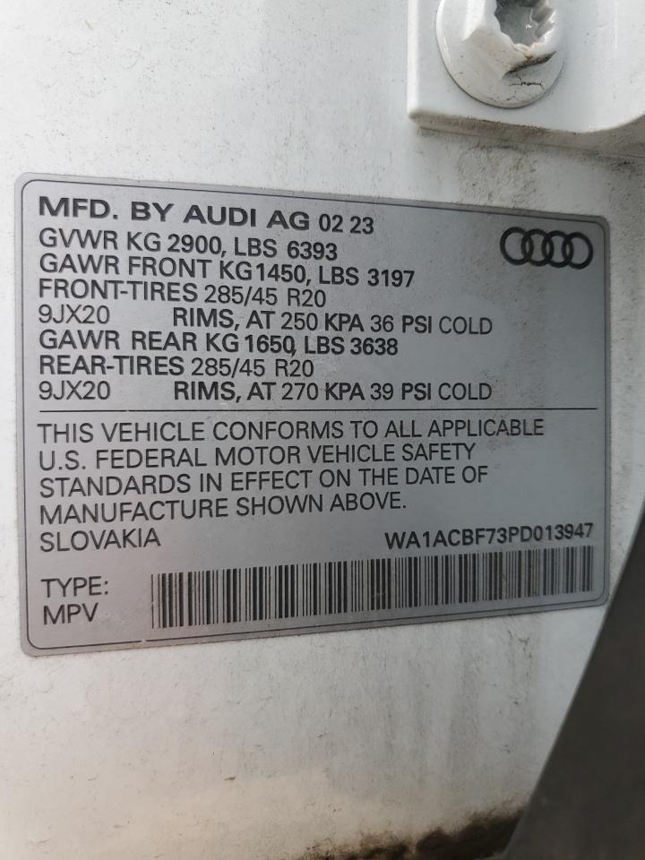 2023 Audi Q7 Premium VIN: WA1ACBF73PD013947 Lot: 68577004