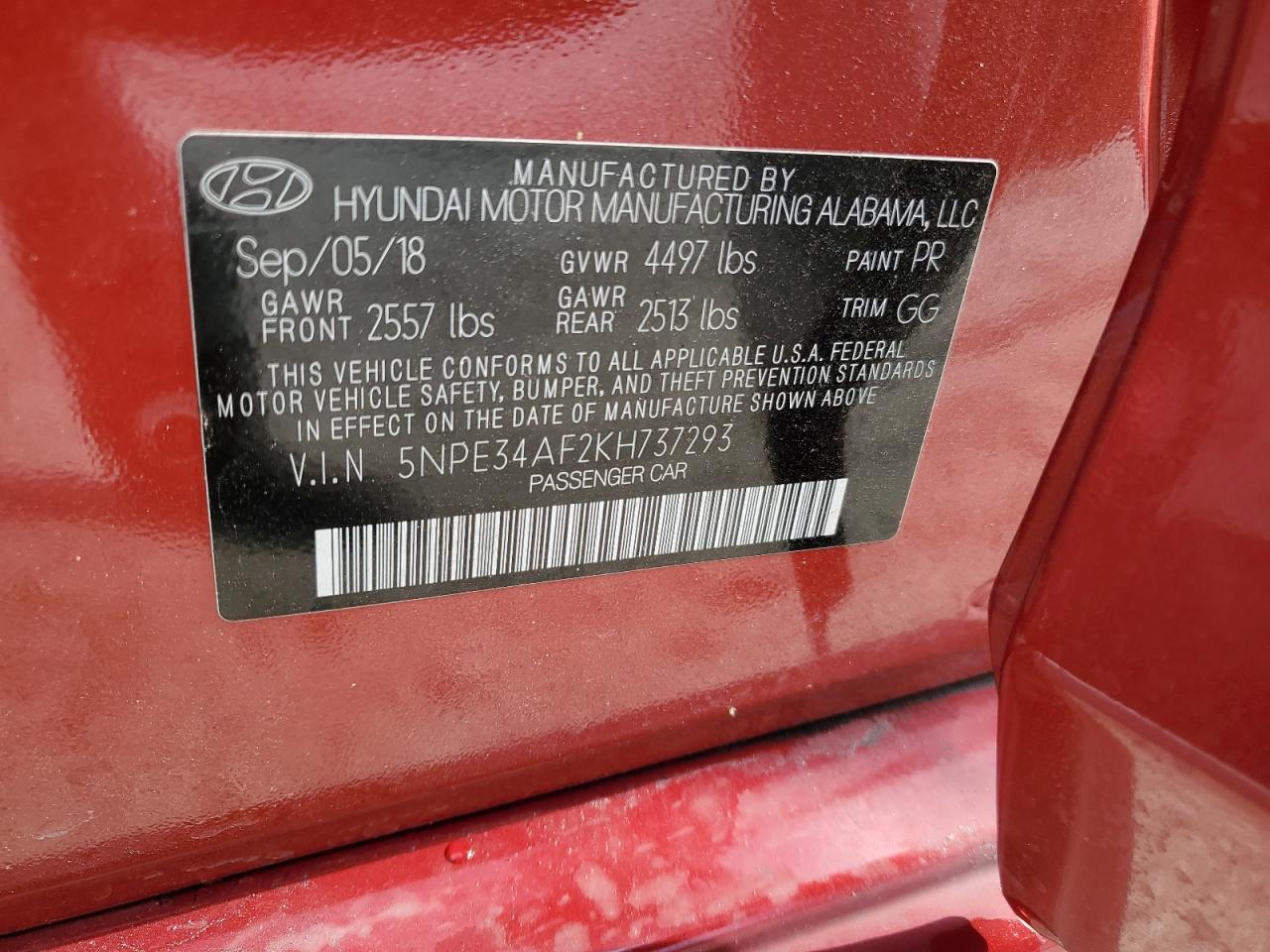 5NPE34AF2KH737293 2019 HYUNDAI SONATA - Image 15