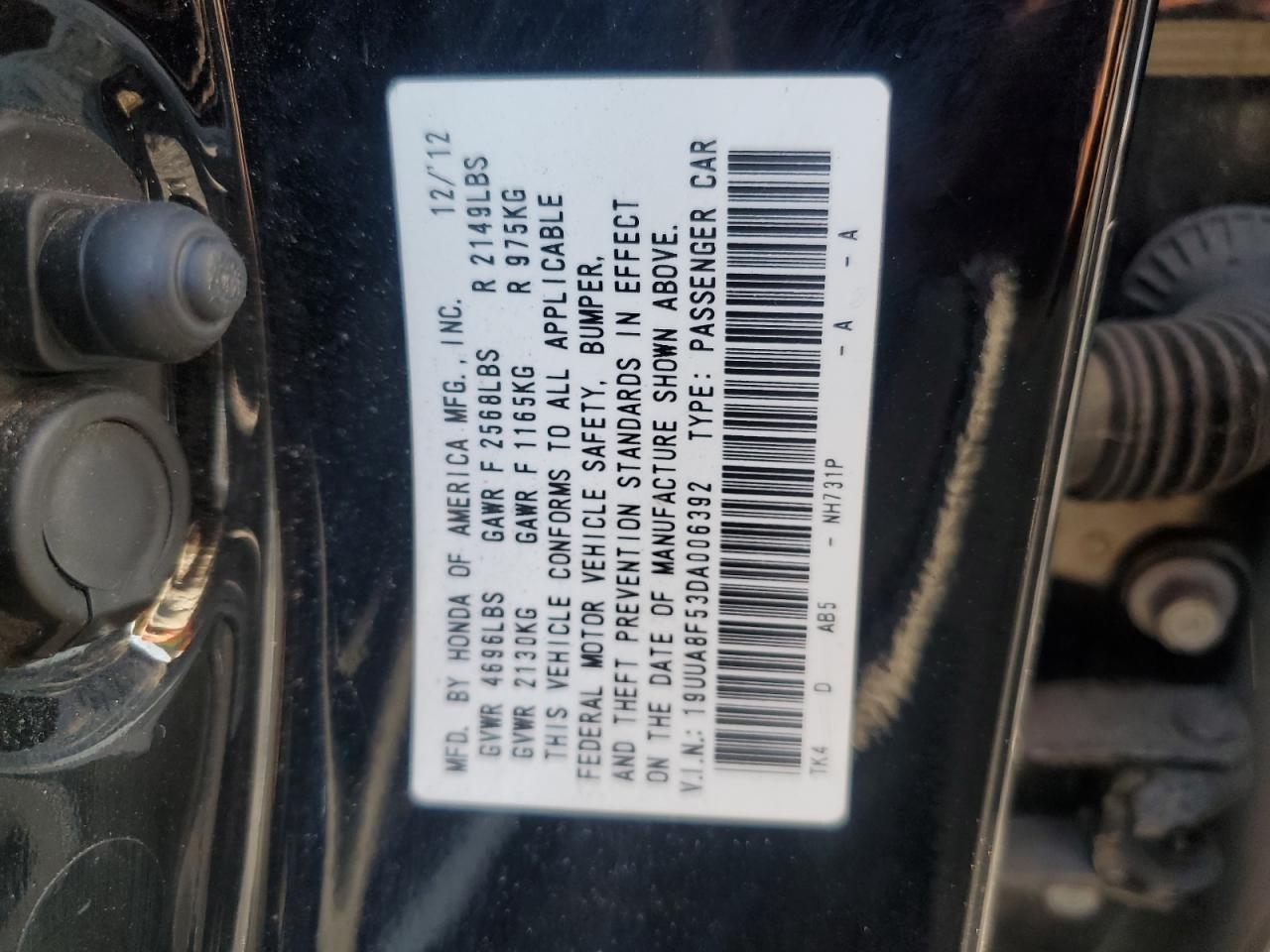 19UUA8F53DA006392 2013 Acura Tl Tech