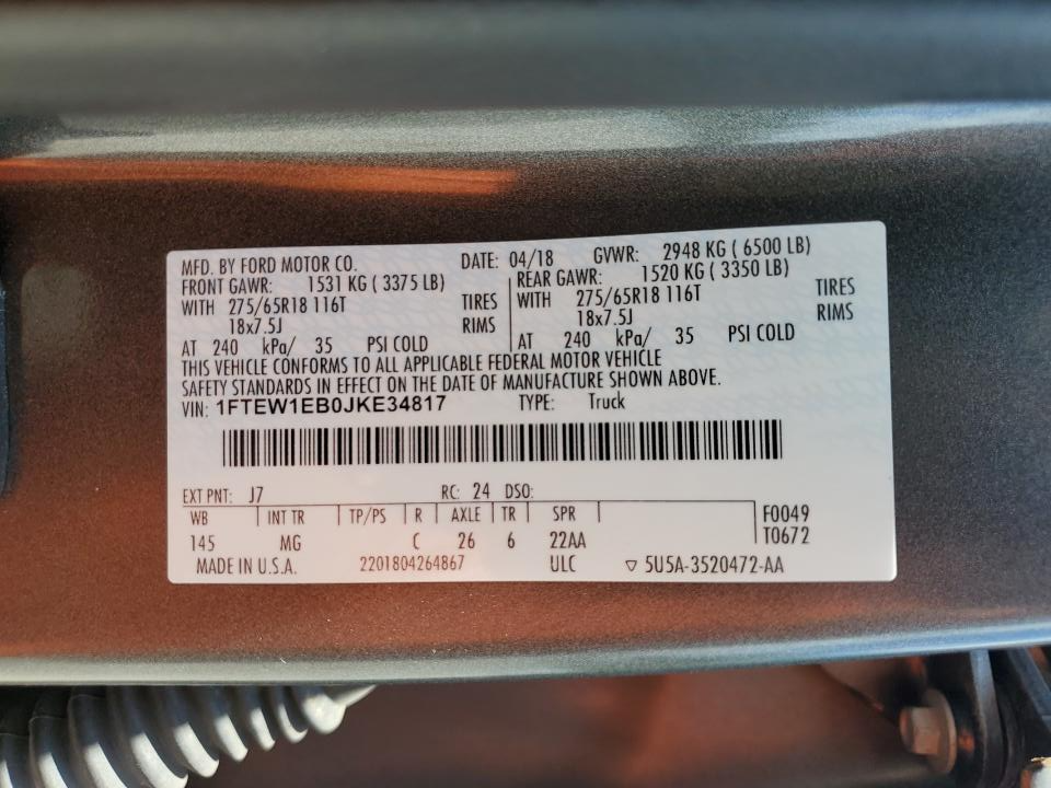 1FTEW1EB0JKE34817 2018 Ford F150 Supercrew