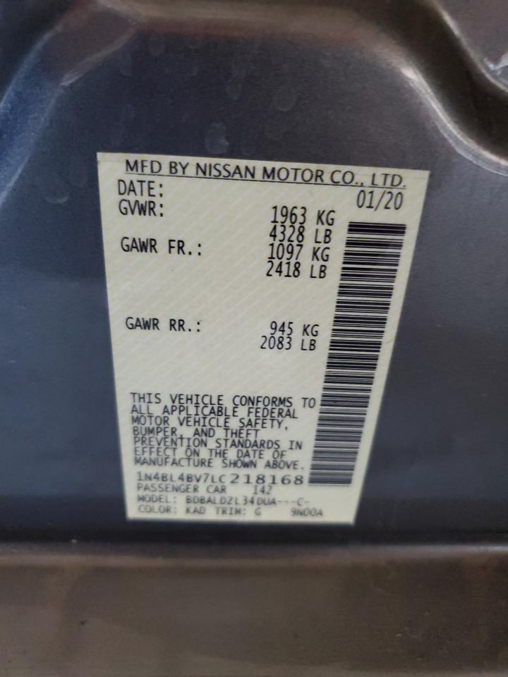 1N4BL4BV7LC218168 2020 Nissan Altima S