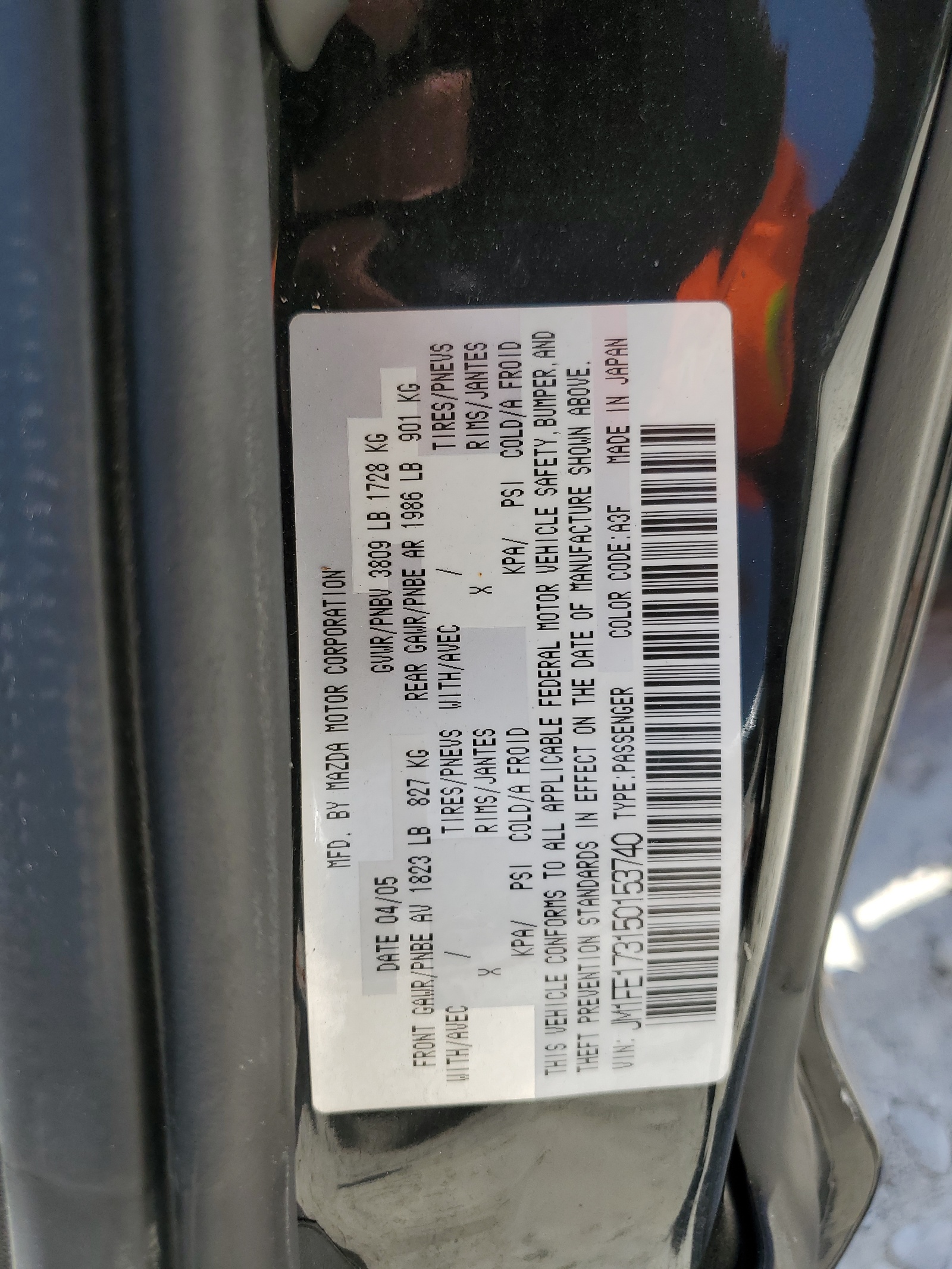 JM1FE173150153740 2005 Mazda Rx8