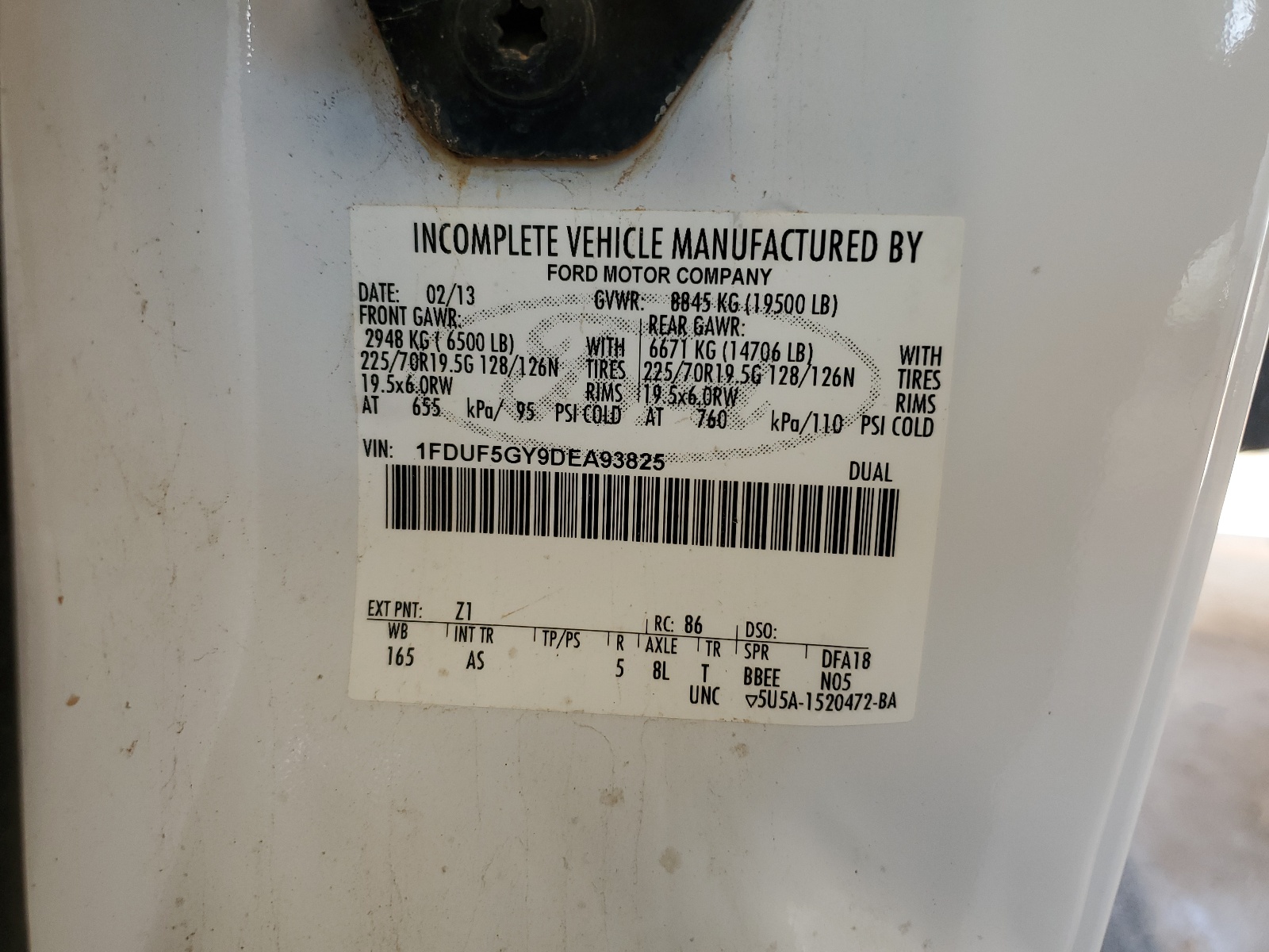 1FDUF5GY9DEA93825 2013 Ford F550 Super Duty