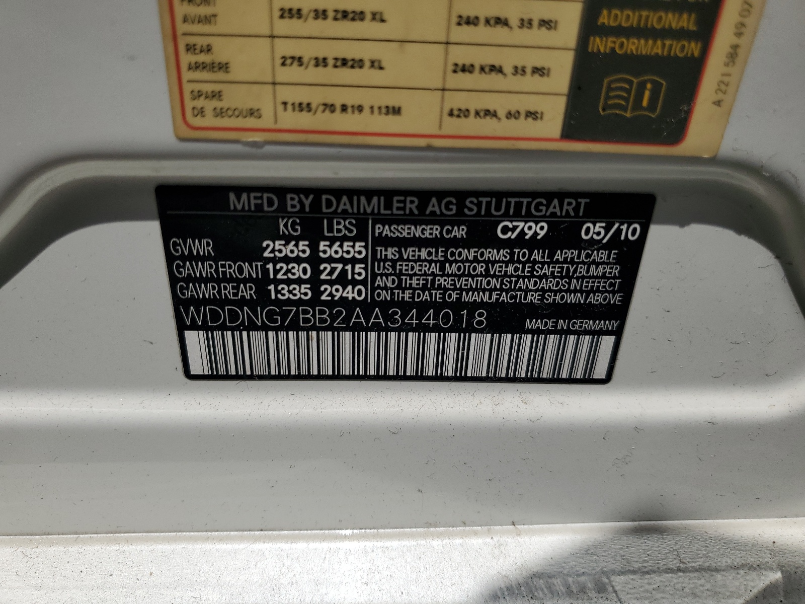 WDDNG7BB2AA344018 2010 Mercedes-Benz S 550