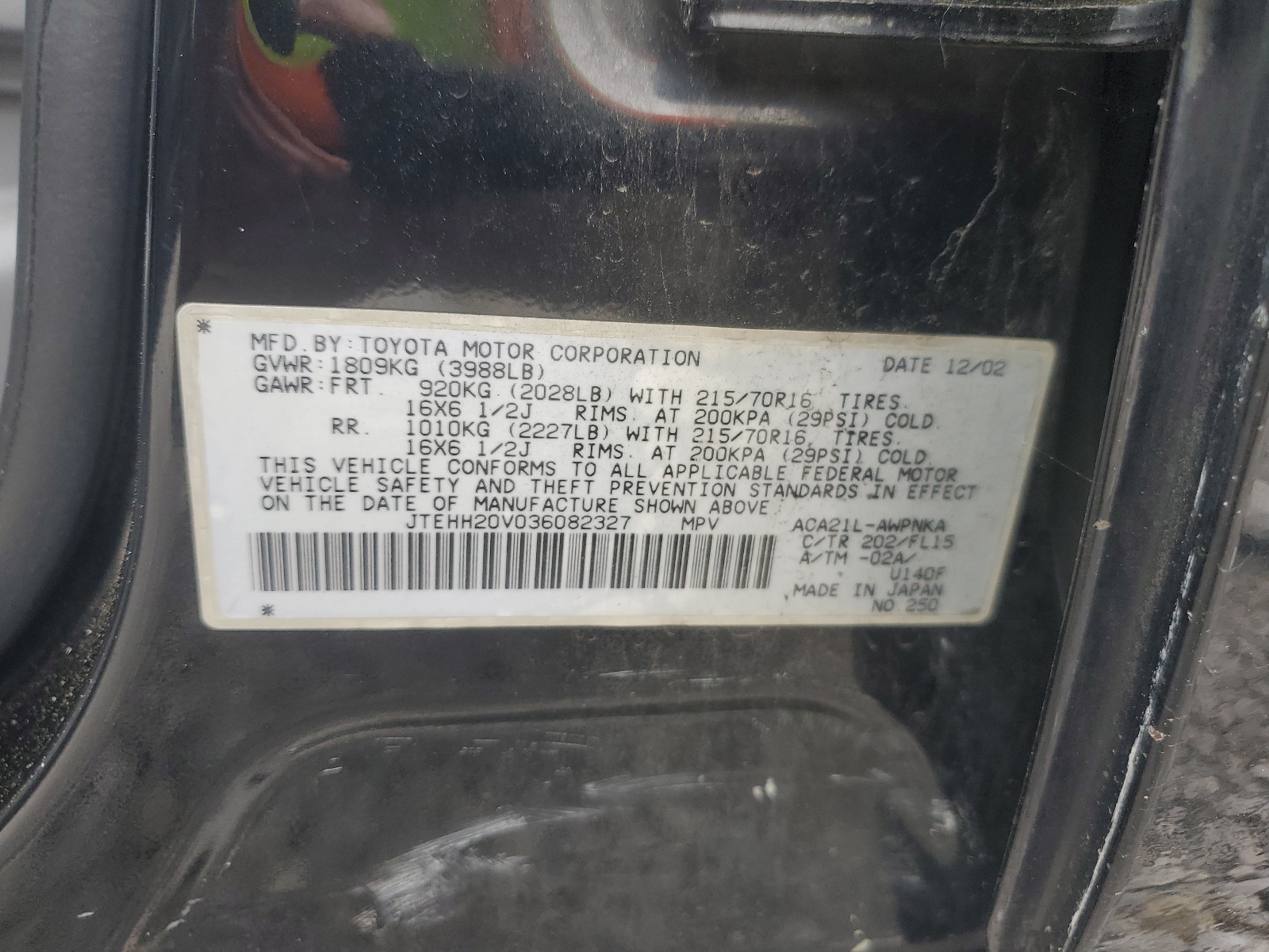 JTEHH20V036082327 2003 Toyota Rav4