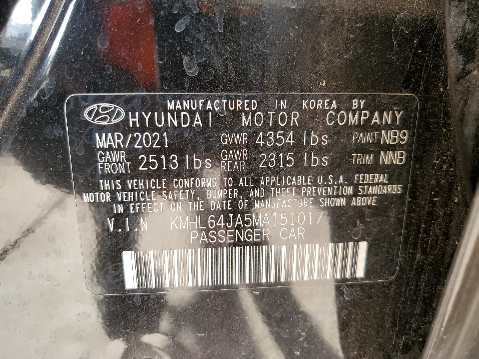 KMHL64JA5MA151017 2021 Hyundai Sonata Sel