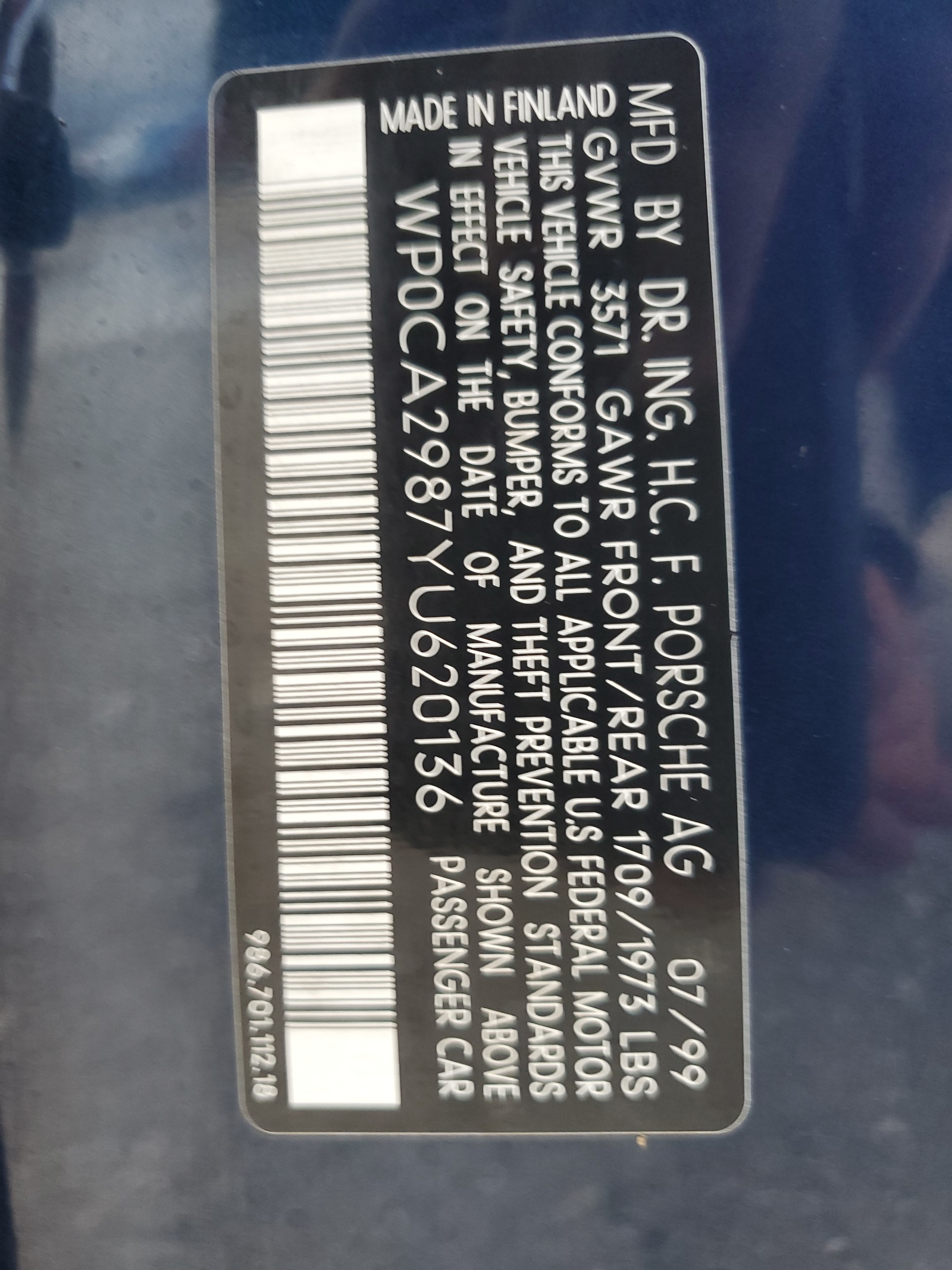 WP0CA2987YU620136 2000 Porsche Boxster