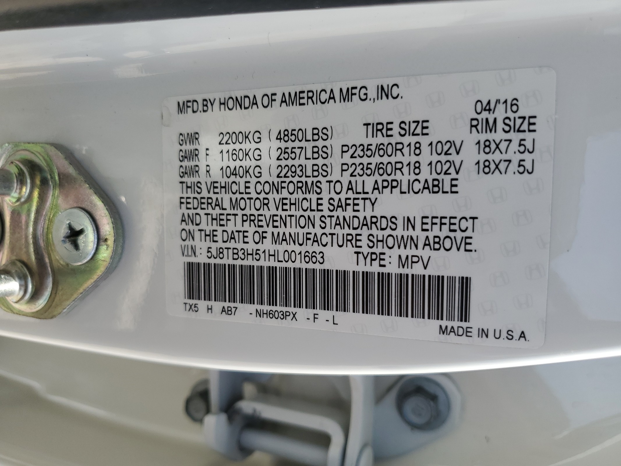 5J8TB3H51HL001663 2017 Acura Rdx Technology