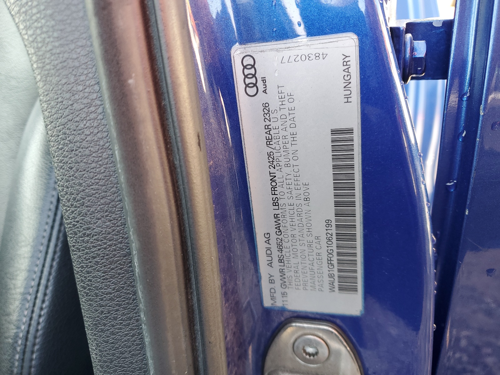 WAUB1GFF0G1062199 2016 Audi S3 Premium Plus