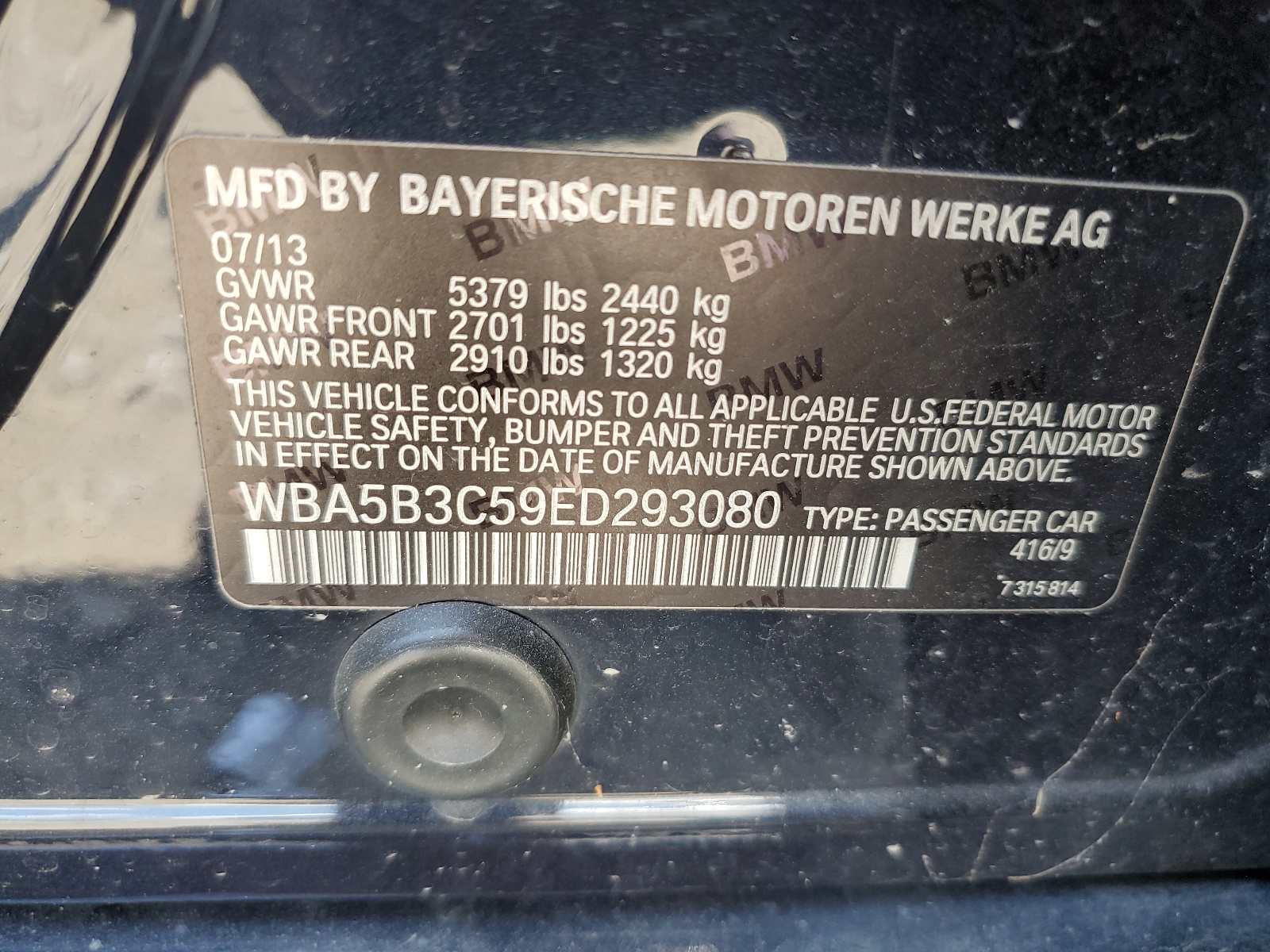 WBA5B3C59ED293080 2014 BMW 535 Xi